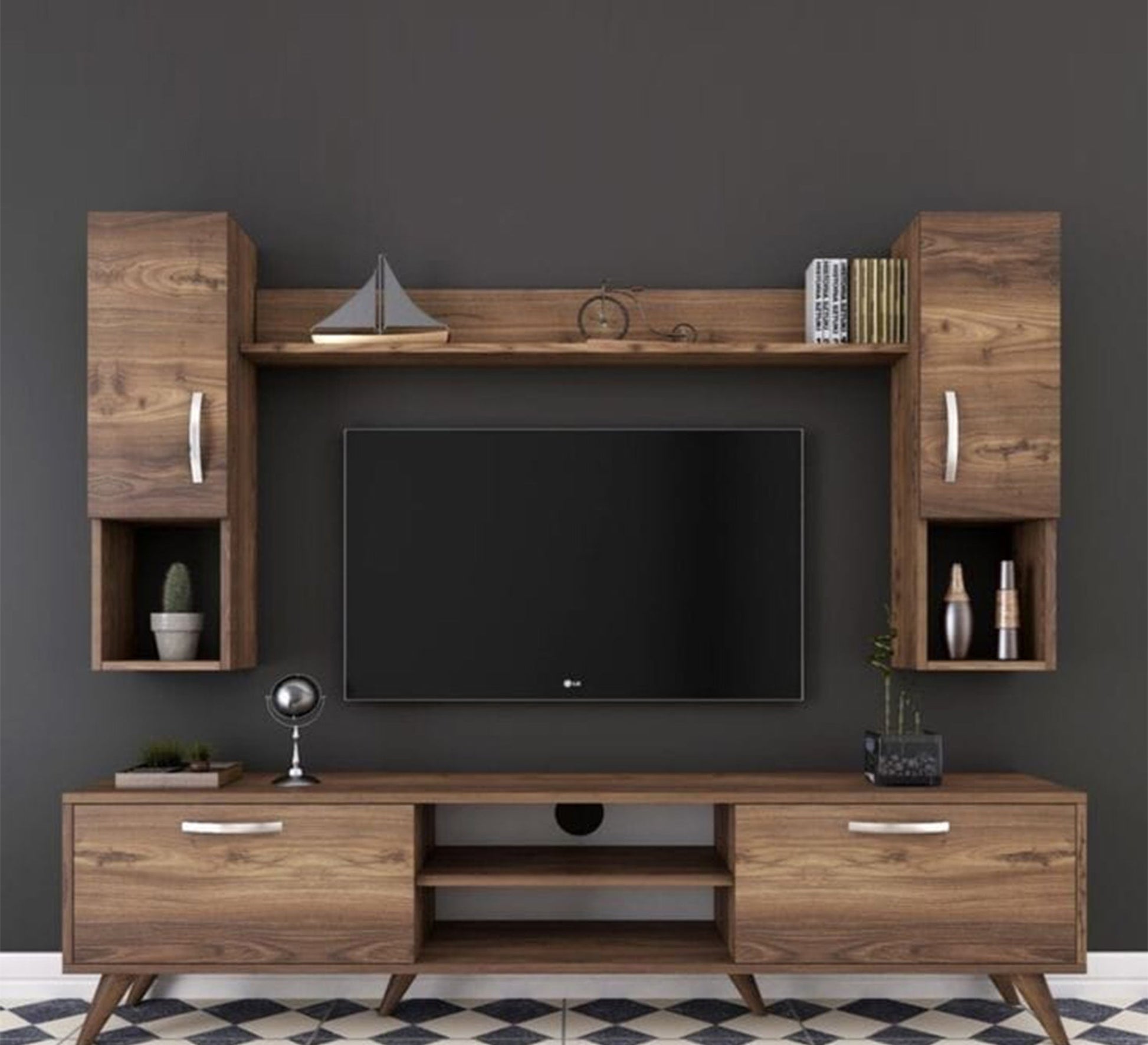 TV unit in a coffee wooden color - Vitrine Furniture - TV Table & Cabinet