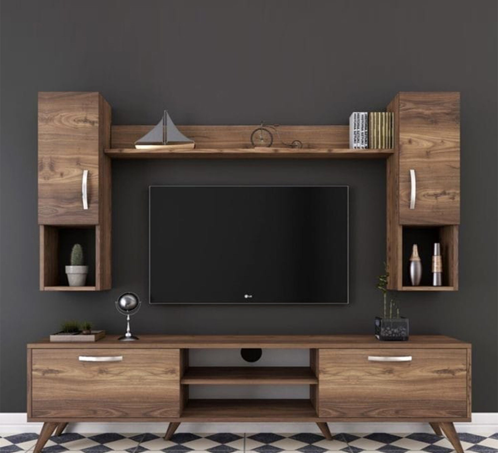 TV unit in a coffee wooden color - Vitrine Furniture - TV Table & Cabinet