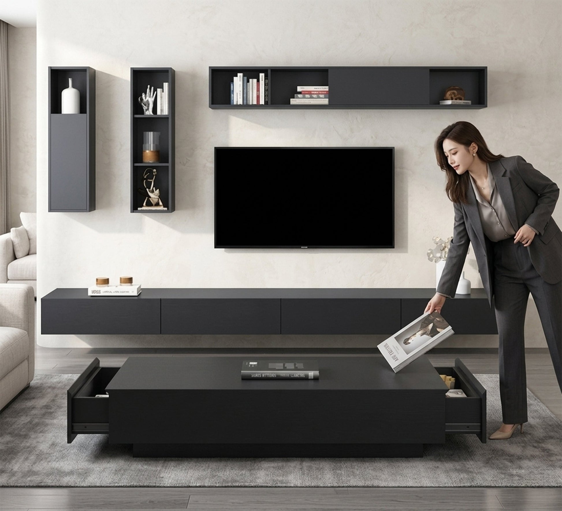 TV Unit: Sleek Design with Ample Storage - Vitrine Furniture - TV Table & Cabinet