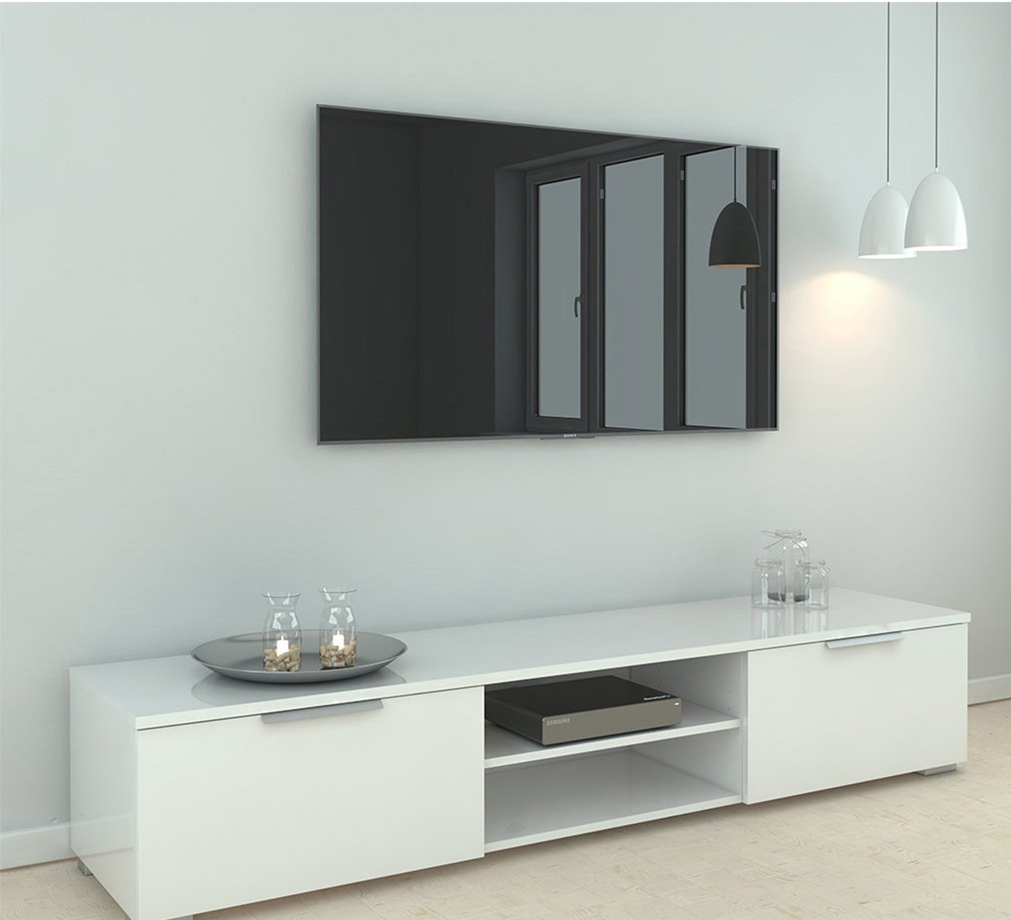 TV unit with flip - up cover and shelves - Vitrine Furniture - TV Table & Cabinet