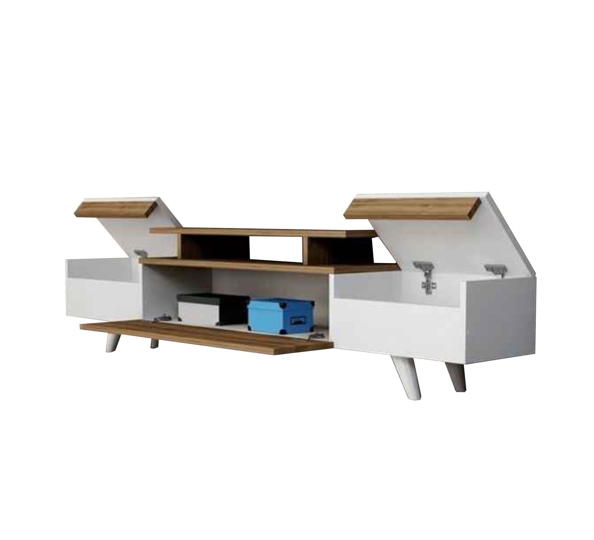 TV unit with movable hinged surfaces - Vitrine Furniture - Furniture