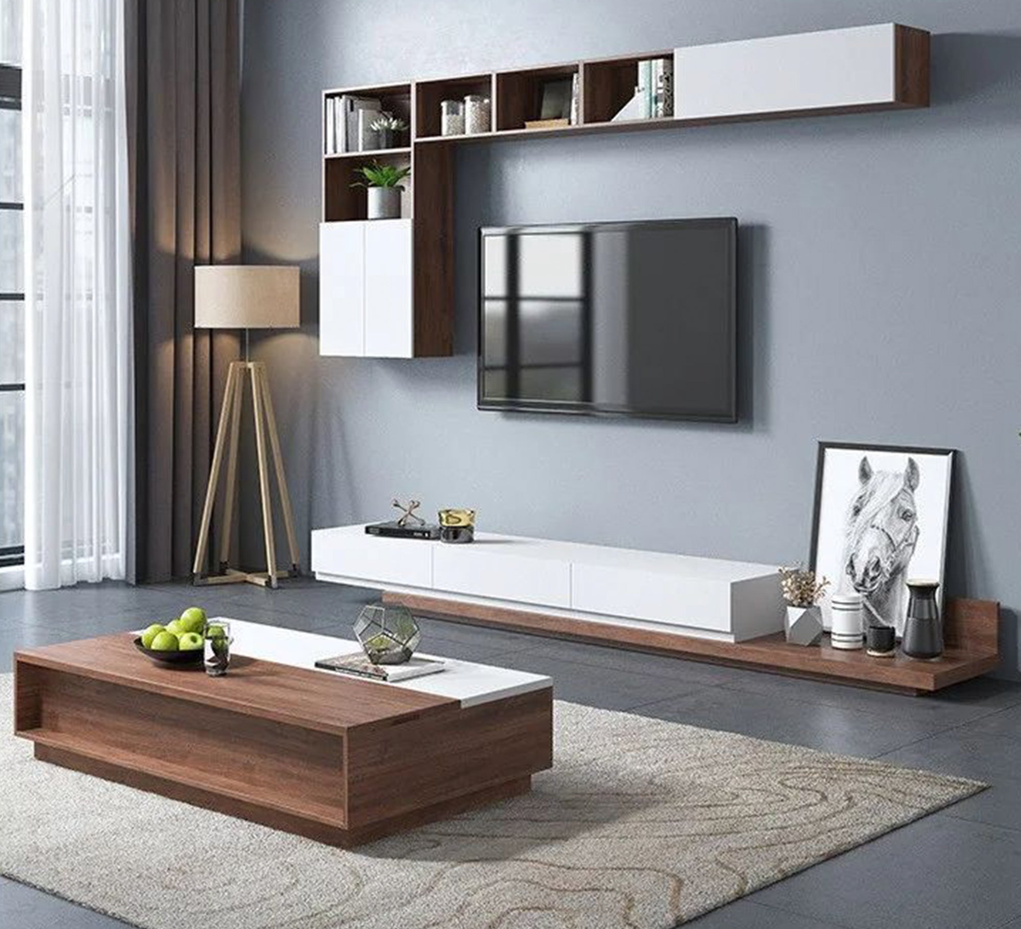 TV unit with multiple pieces and a modern table - Vitrine Furniture - Furniture