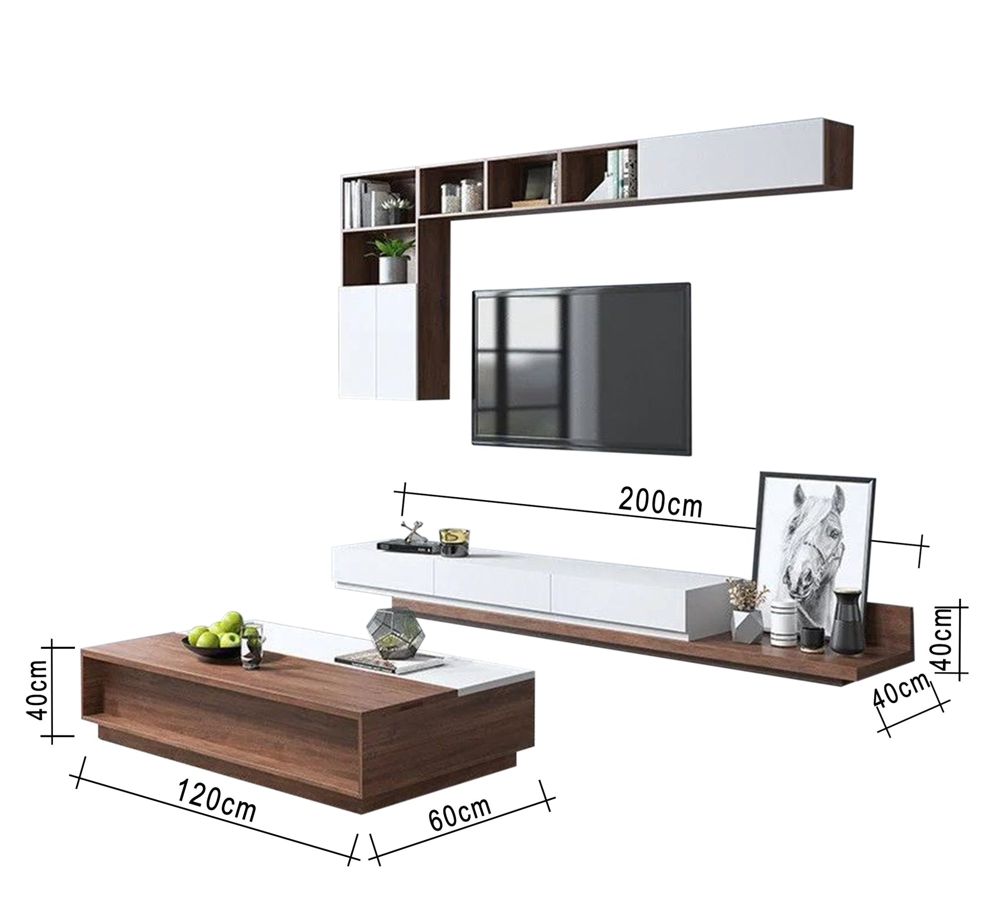 TV unit with multiple pieces and a modern table - Vitrine Furniture - Furniture