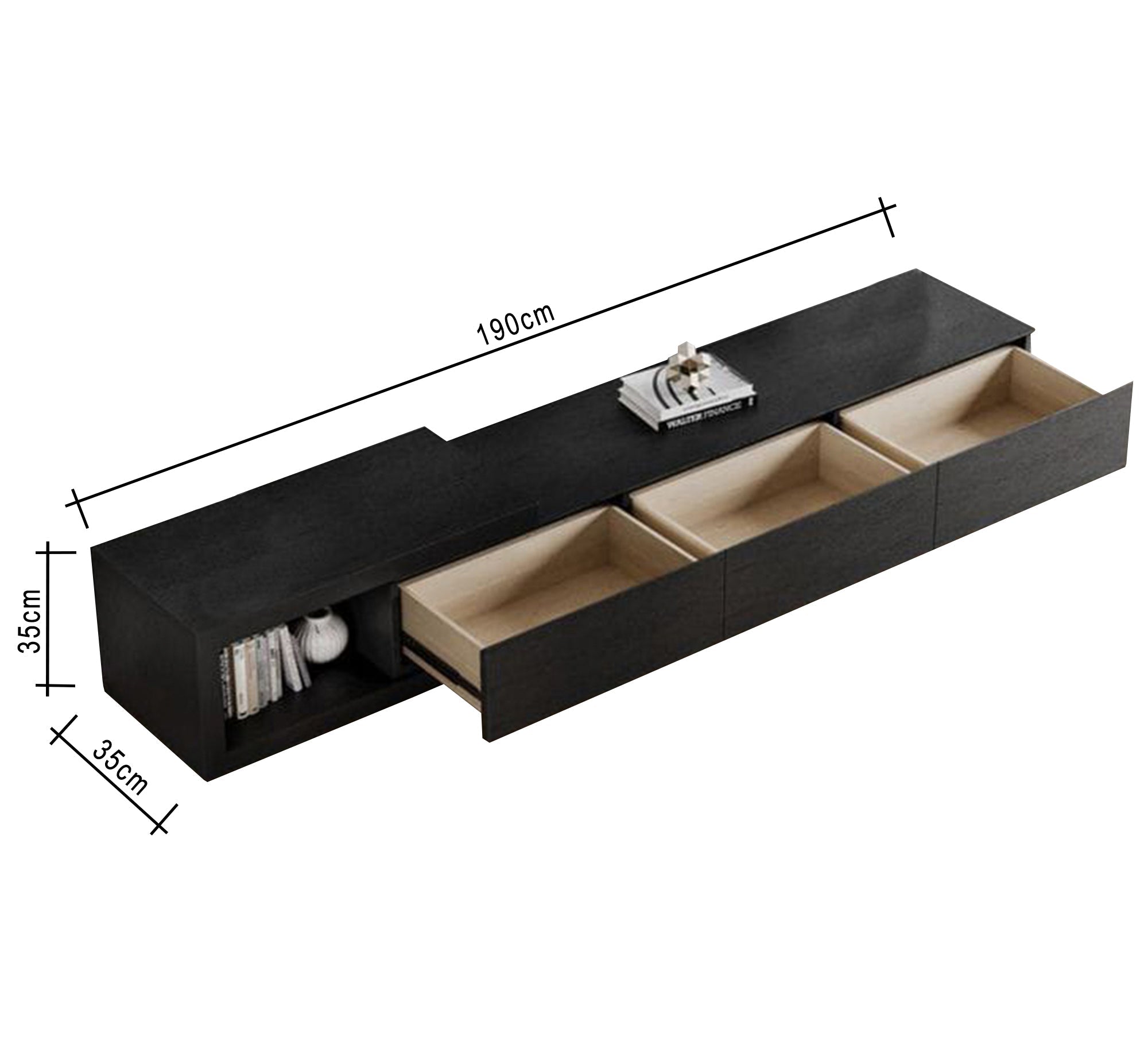TV unit with three drawers and an open side shelf - Vitrine Furniture - Furniture