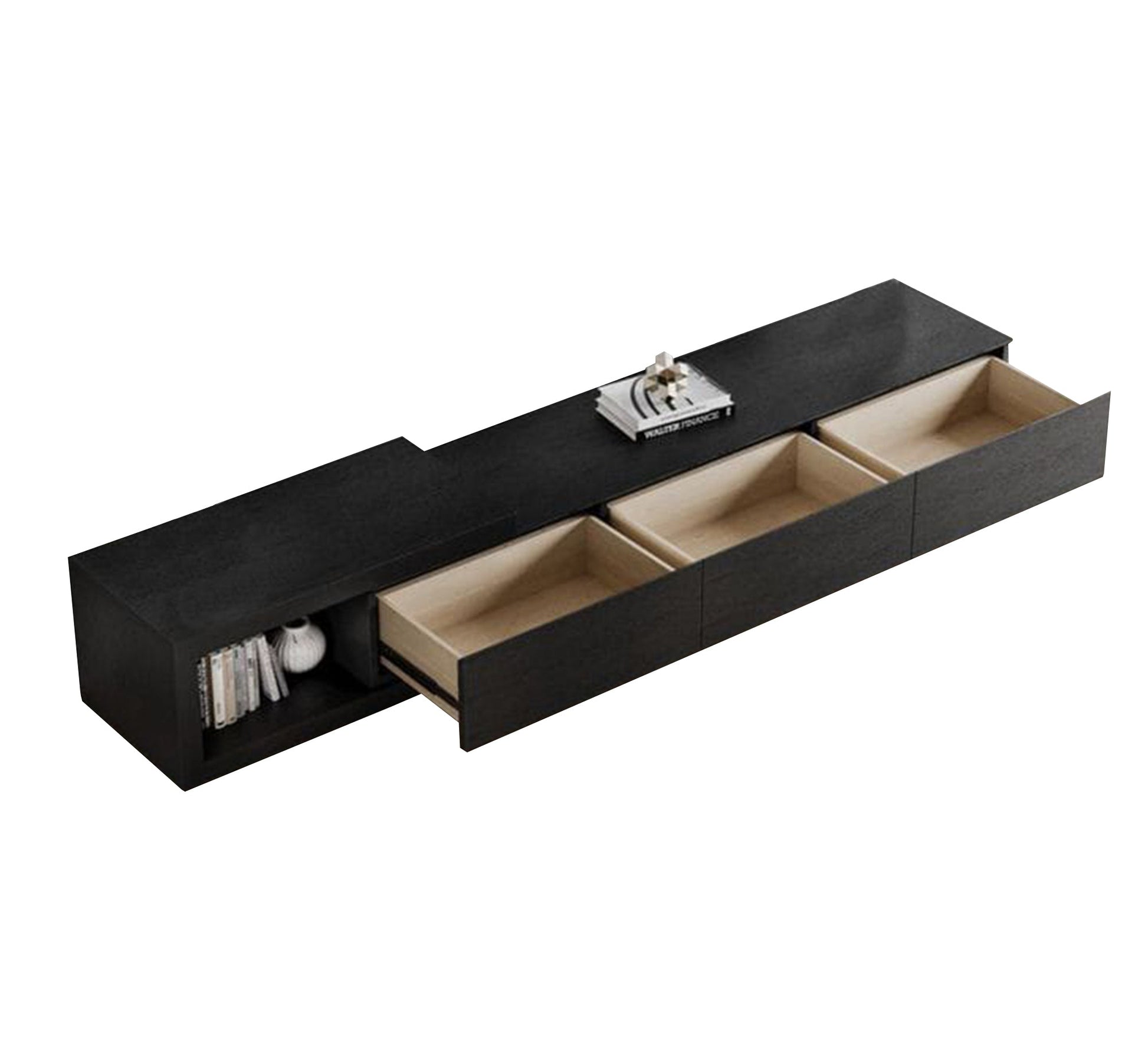 TV unit with three drawers and an open side shelf - Vitrine Furniture - Furniture