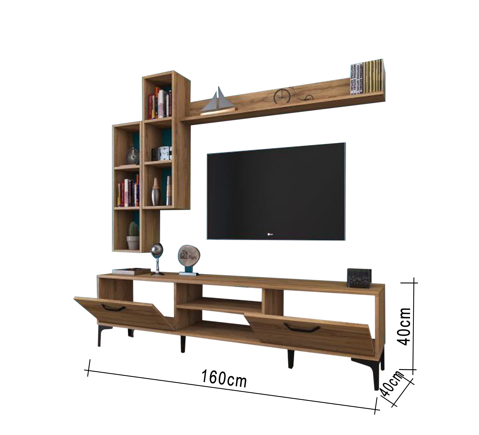 TV unit with two flap doors and two shelves - Vitrine Furniture - Furniture