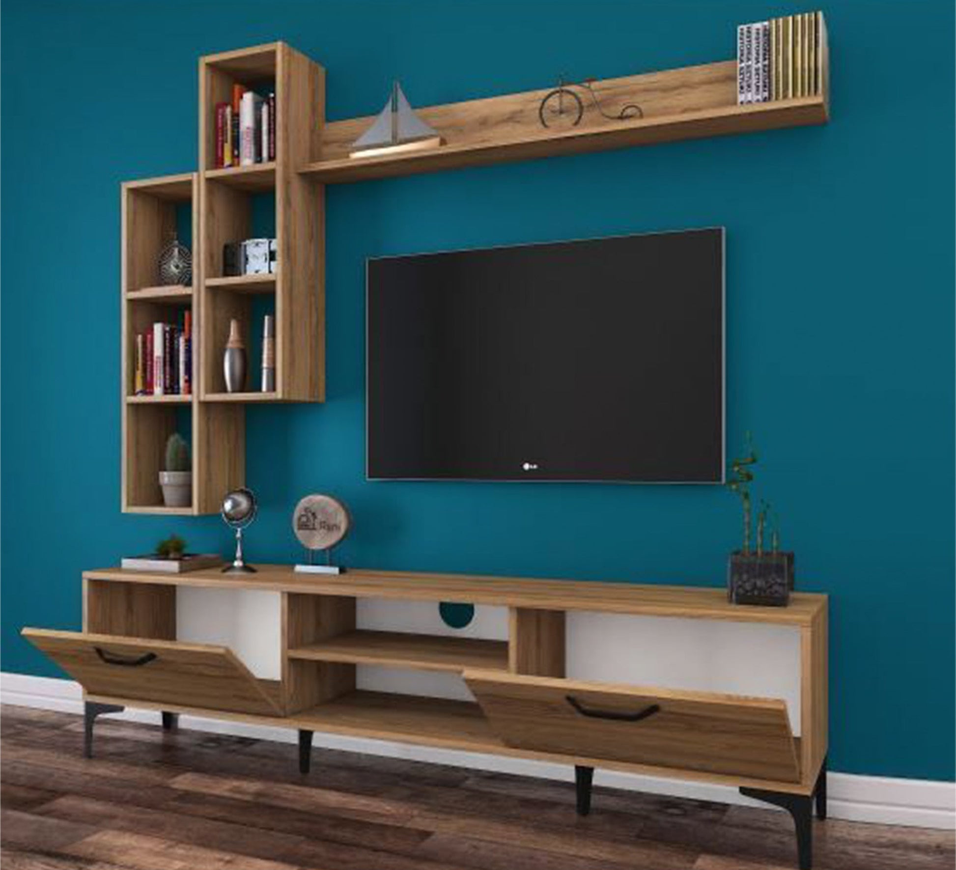 TV unit with two flap doors and two shelves - Vitrine Furniture - Furniture