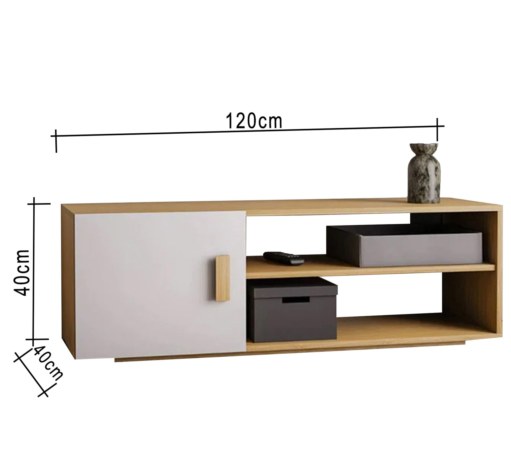 TV unit with two shelves and a movable shutter - Vitrine Furniture - TV Table & Cabinet