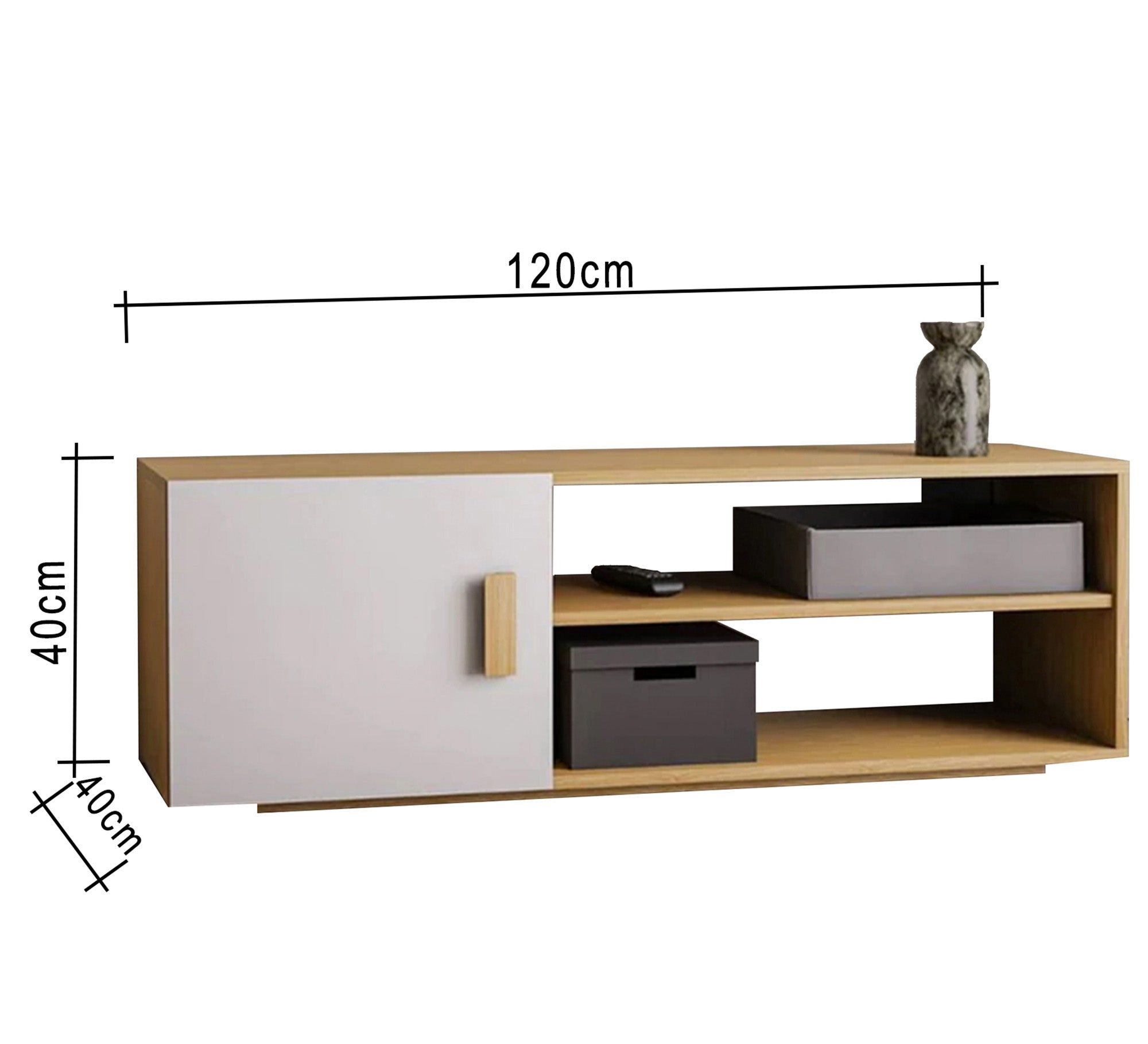 TV unit with two shelves and a movable shutter - Vitrine Furniture - TV Table & Cabinet