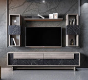 TV unit with upper bookcase, shelf, and lower unit - Vitrine Furniture - Furniture