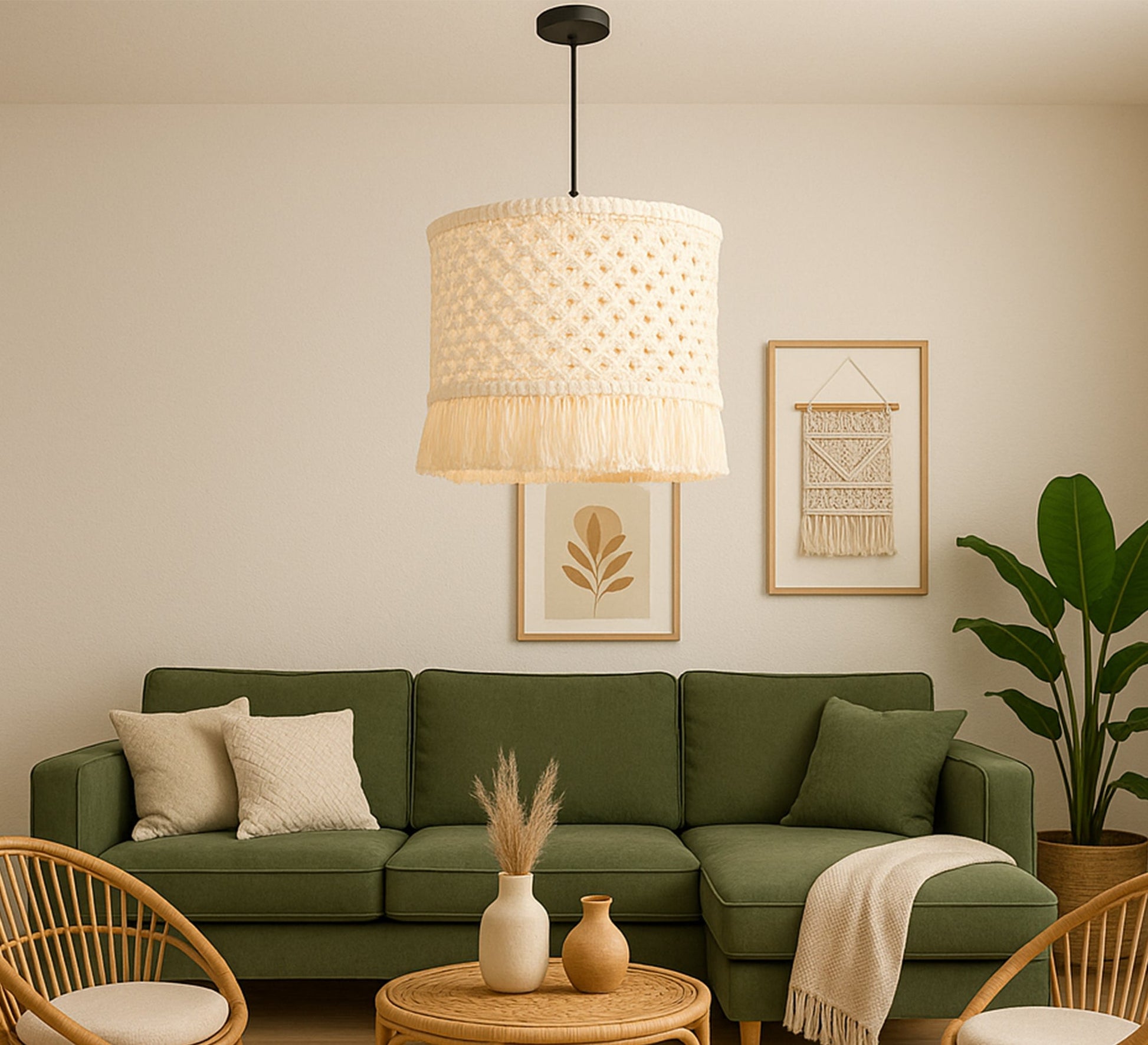 Twisted macrame pendant lamp - Vitrine Furniture - Lighting