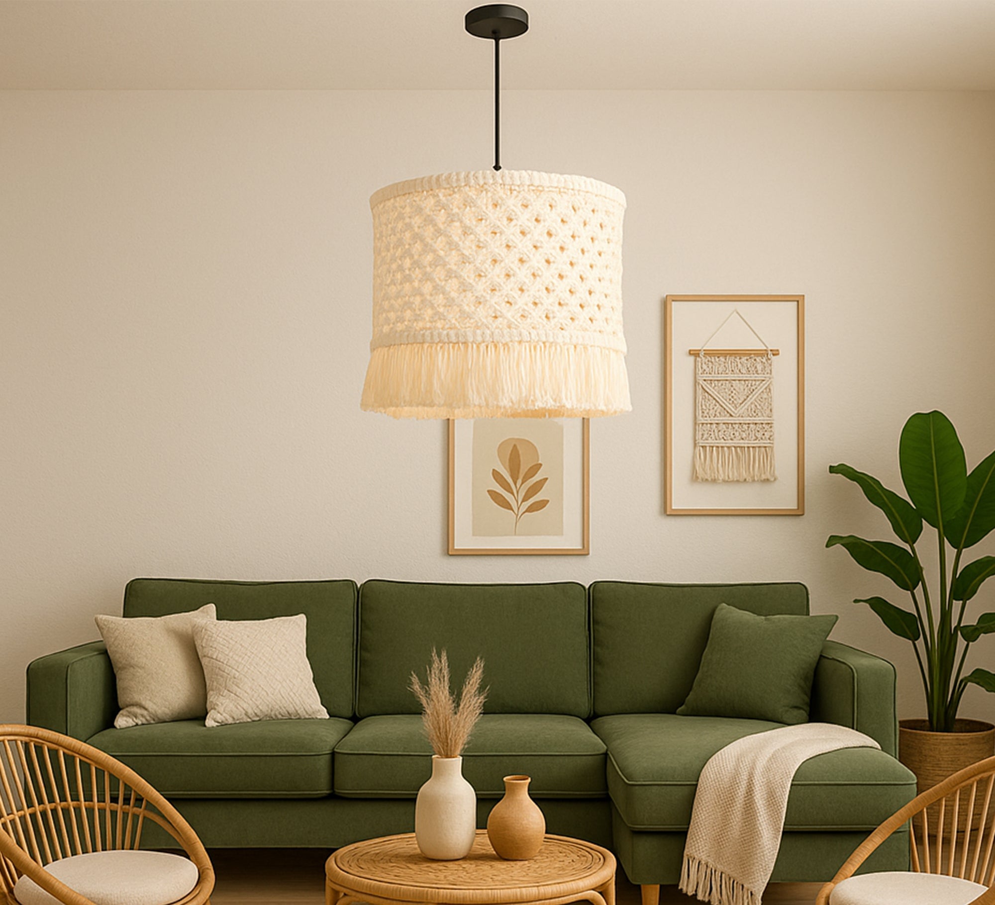 Twisted macrame pendant lamp - Vitrine Furniture - Lighting