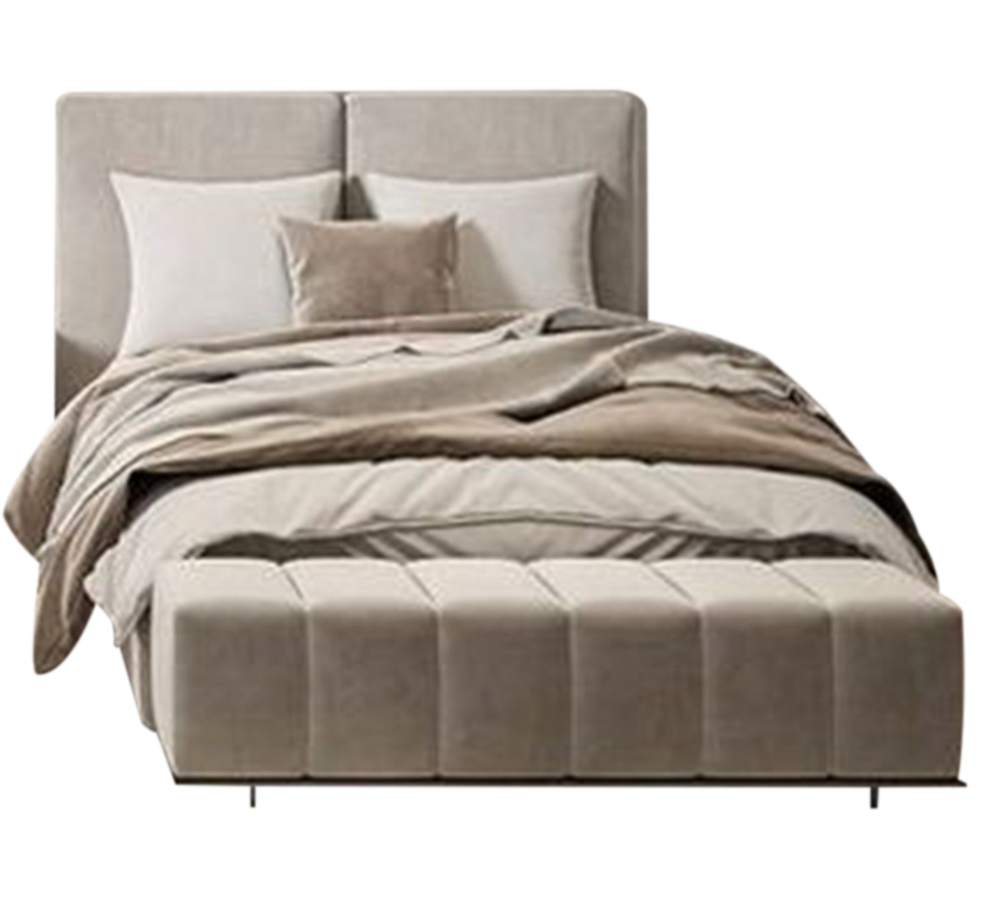 Two beige beds with a split headboard for a boys' bedroom - Vitrine Furniture - Furniture