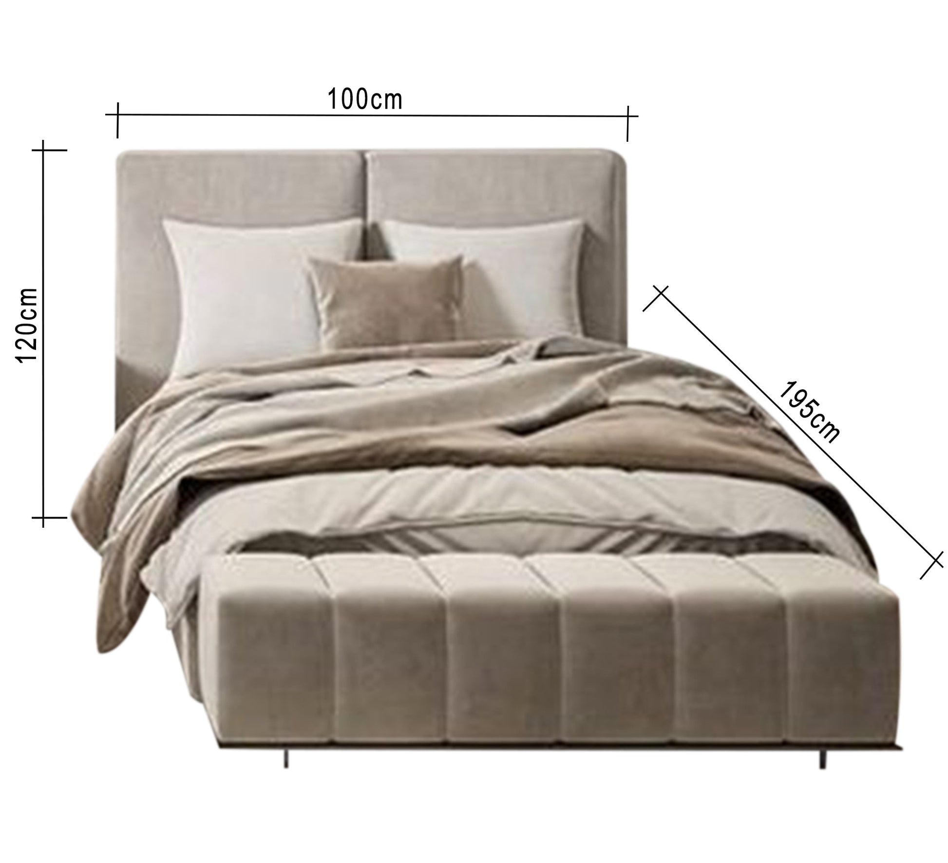 Two beige beds with a split headboard for a boys' bedroom - Vitrine Furniture - Furniture