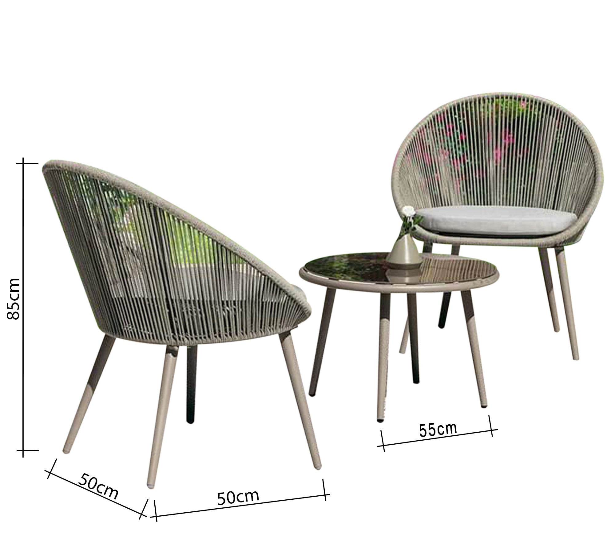 Two beige chairs and a table for the terraces - Vitrine Furniture - Outdoor Products