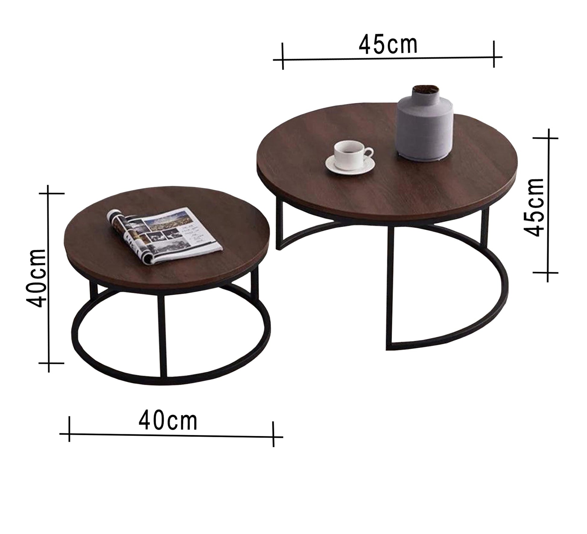 Two black and brown circular tables - Vitrine Furniture - Furniture