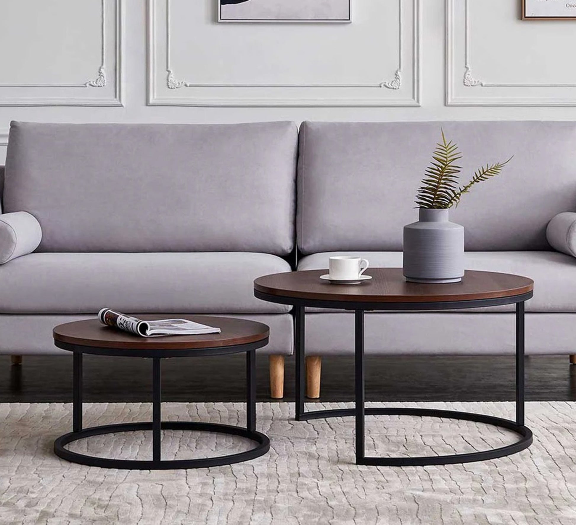 Two black and brown circular tables - Vitrine Furniture - Furniture