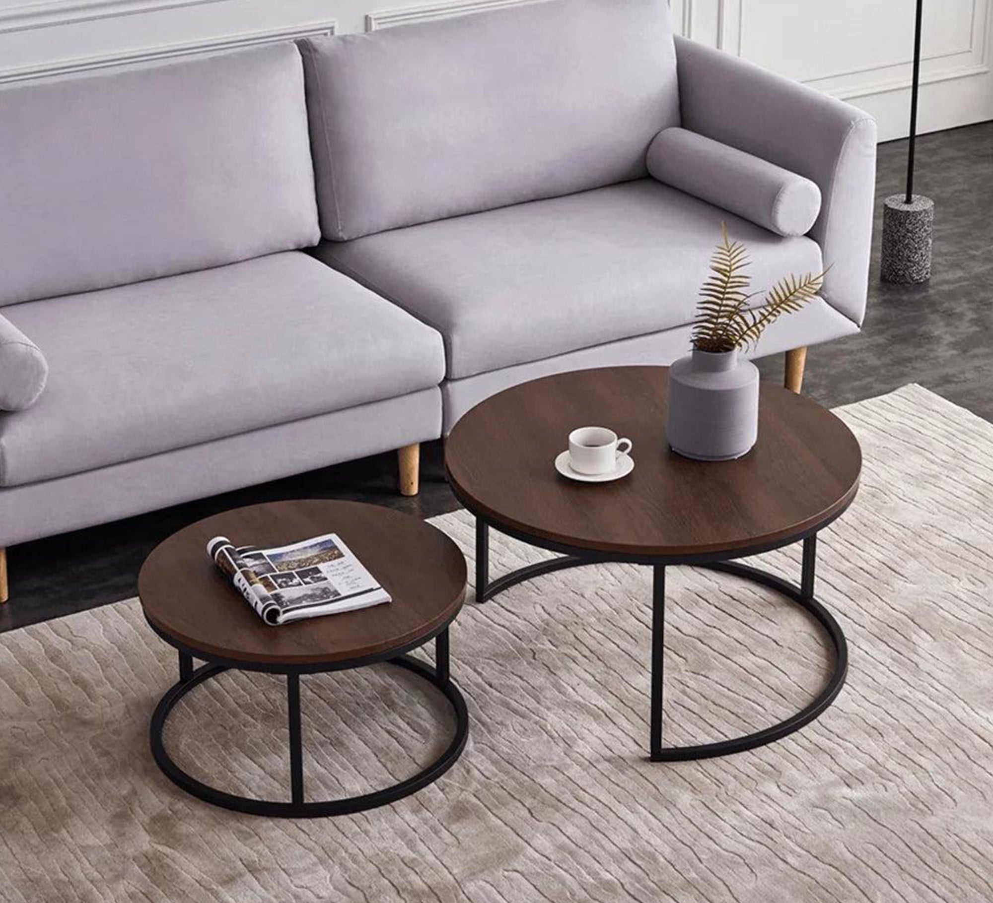 Two black and brown circular tables - Vitrine Furniture - Furniture