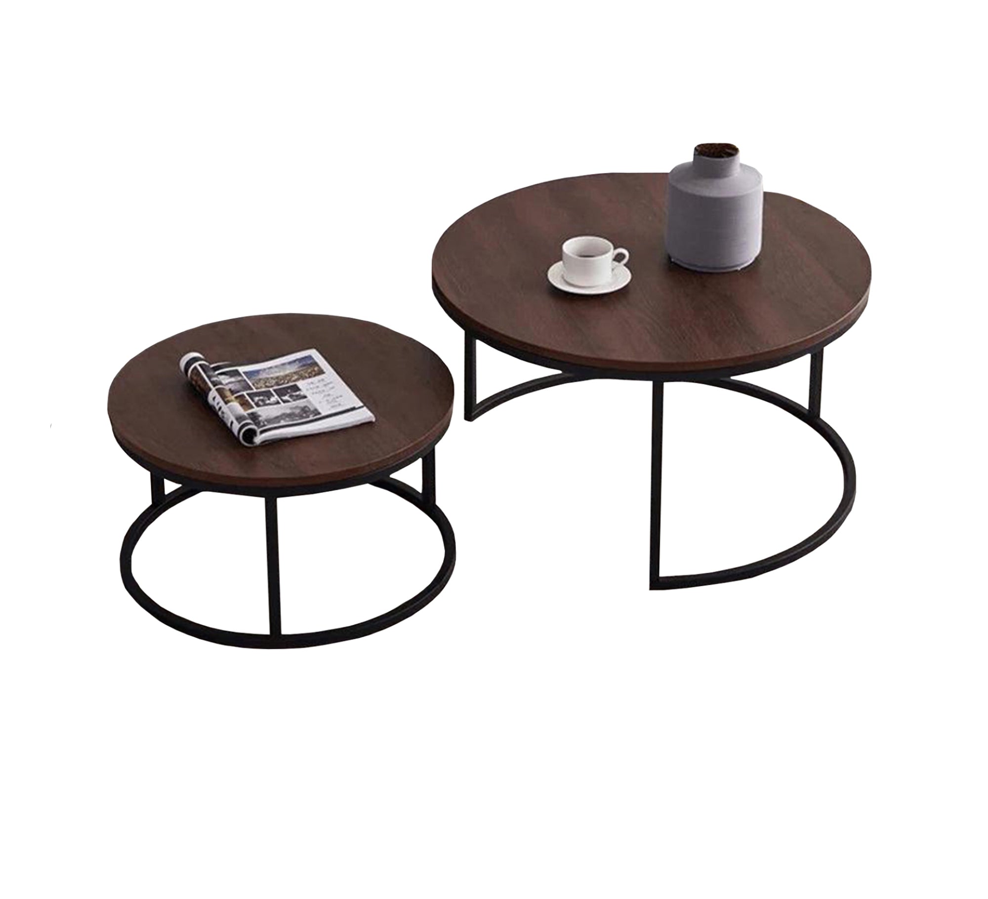 Two black and brown circular tables - Vitrine Furniture - Furniture