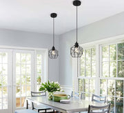 Two ceiling chandeliers with a hollow circular cage pendant - Vitrine Furniture - Lighting