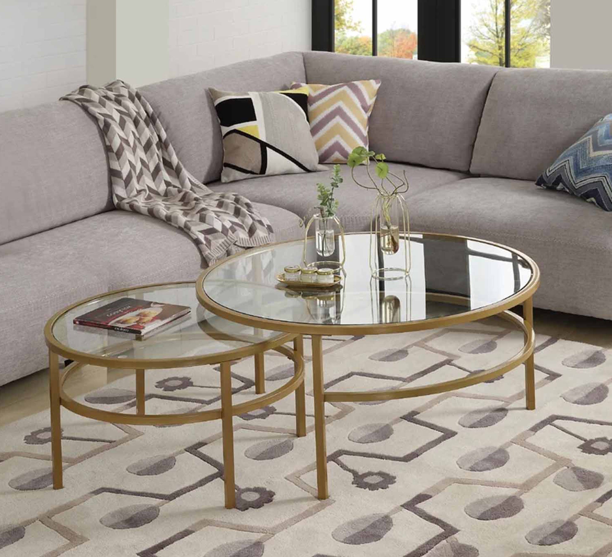 Two circular tables in golden color - Vitrine Furniture - Furniture