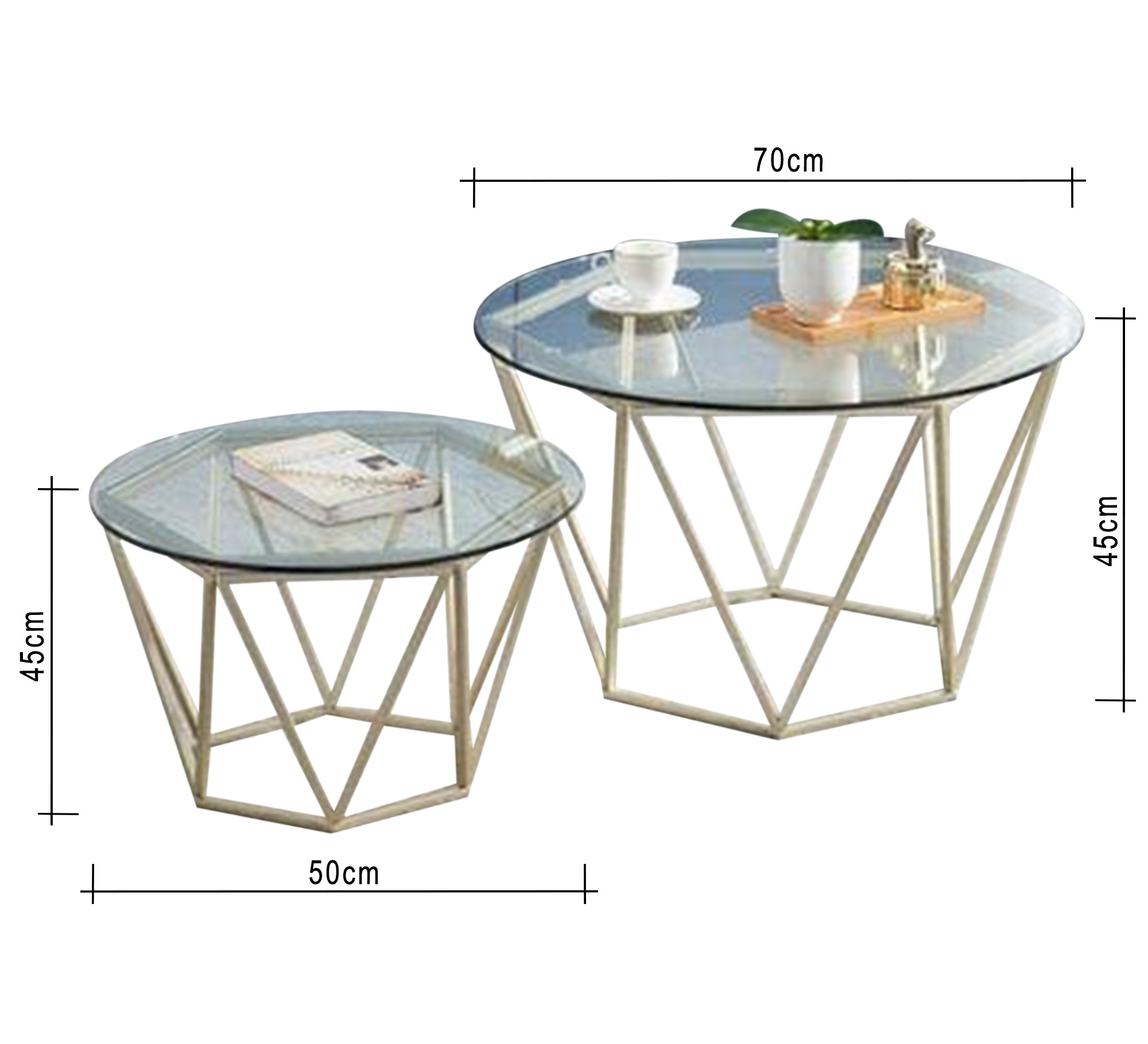 Two circular tables with a hexagonal base - Vitrine Furniture - Furniture
