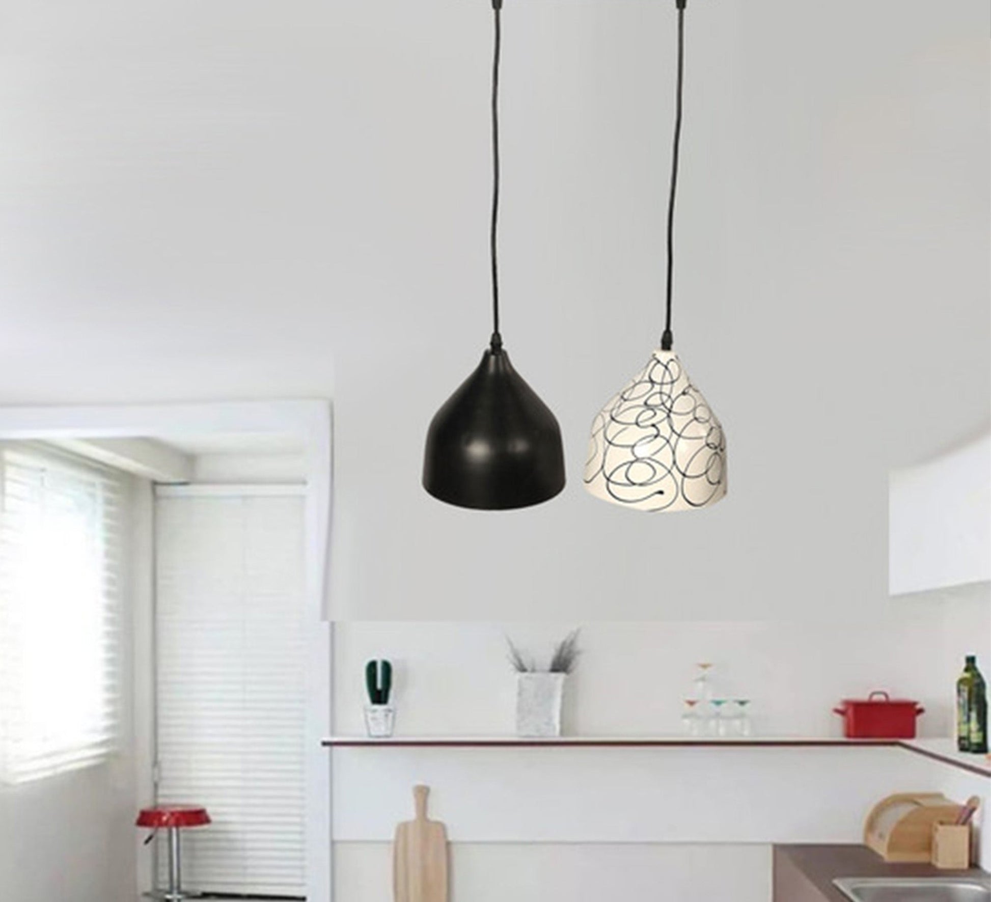 Two - color glass funnel double pendant - Vitrine Furniture - Lighting