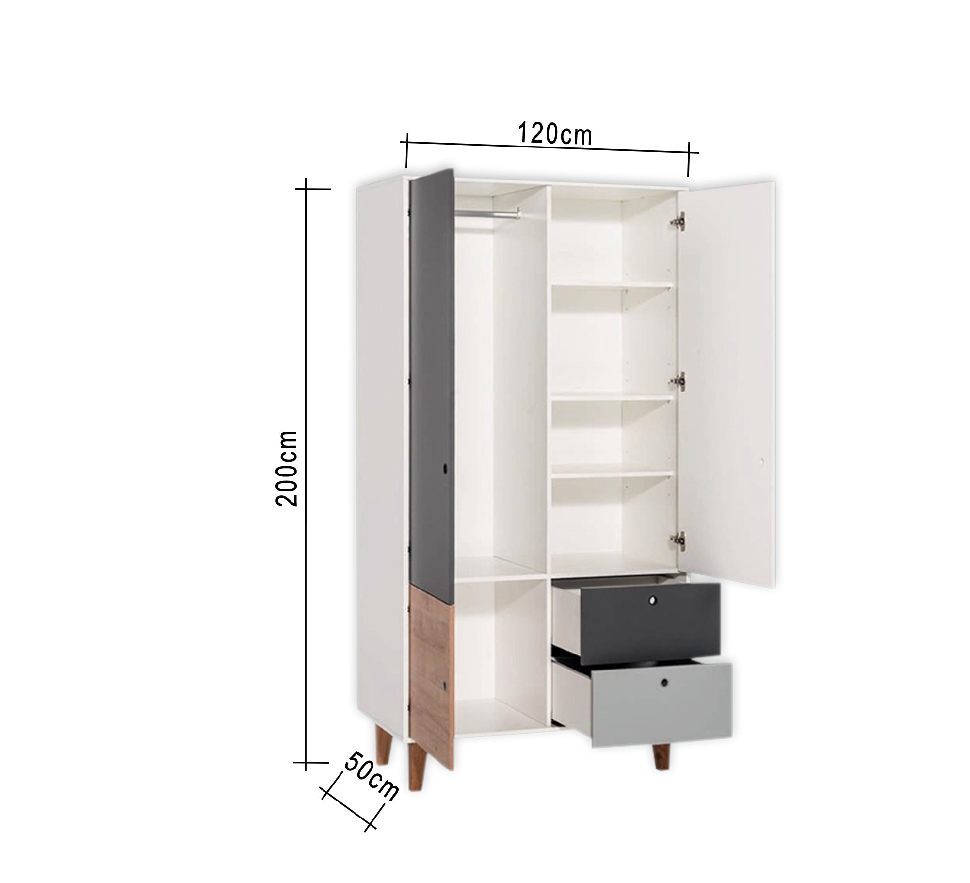 Two - Door Dresser: 4 Drawers, Tall Legs, Chic Design - Vitrine Furniture - Furniture