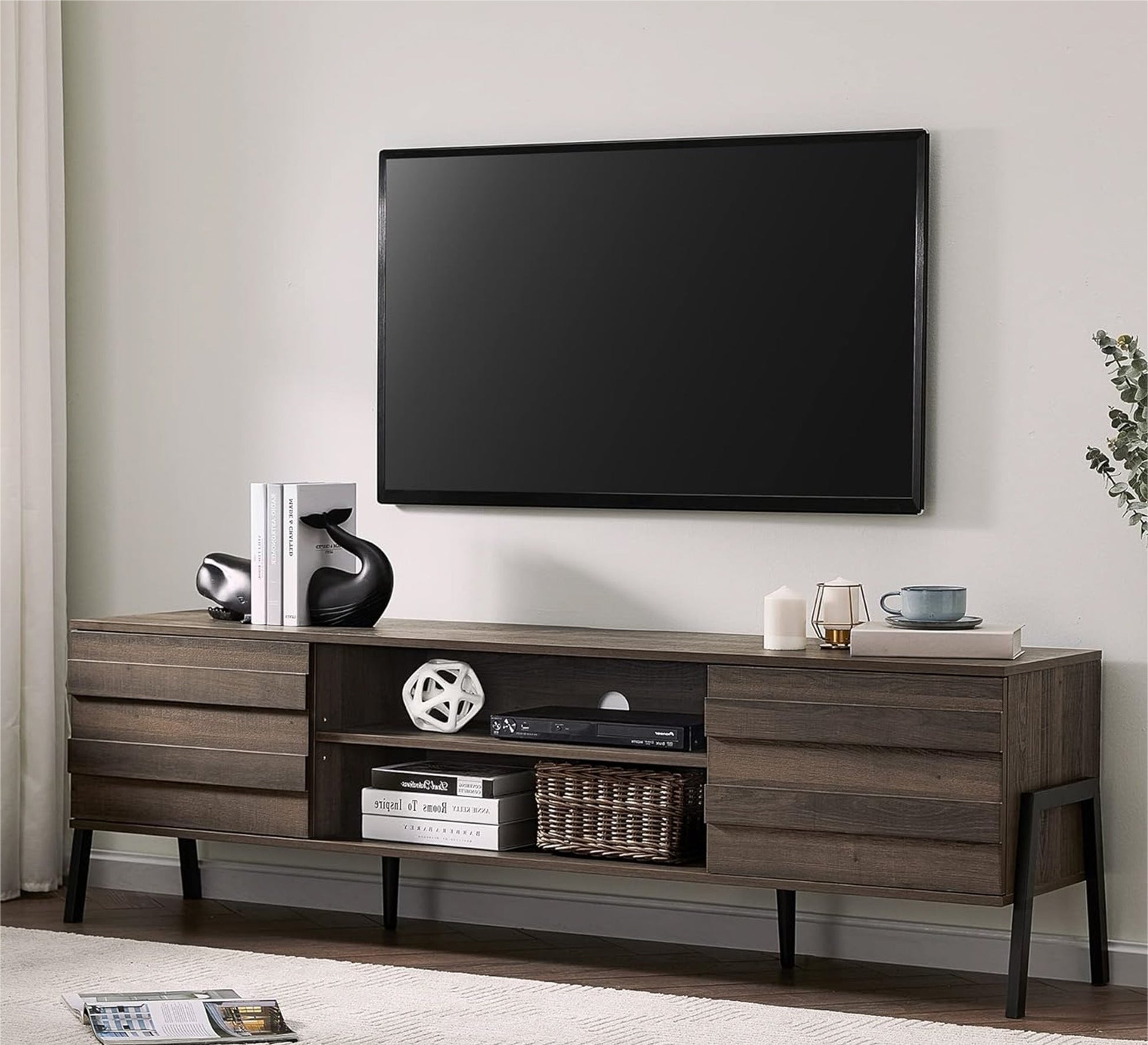 Two - door TV table with strong metal legs - Vitrine Furniture - Furniture