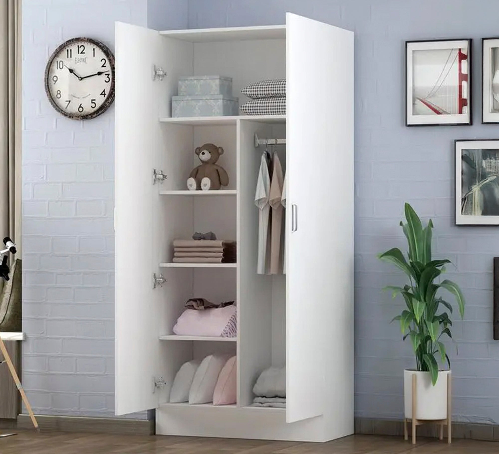 Two - door wardrobe with ample storage space - Vitrine Furniture - Wardrobes
