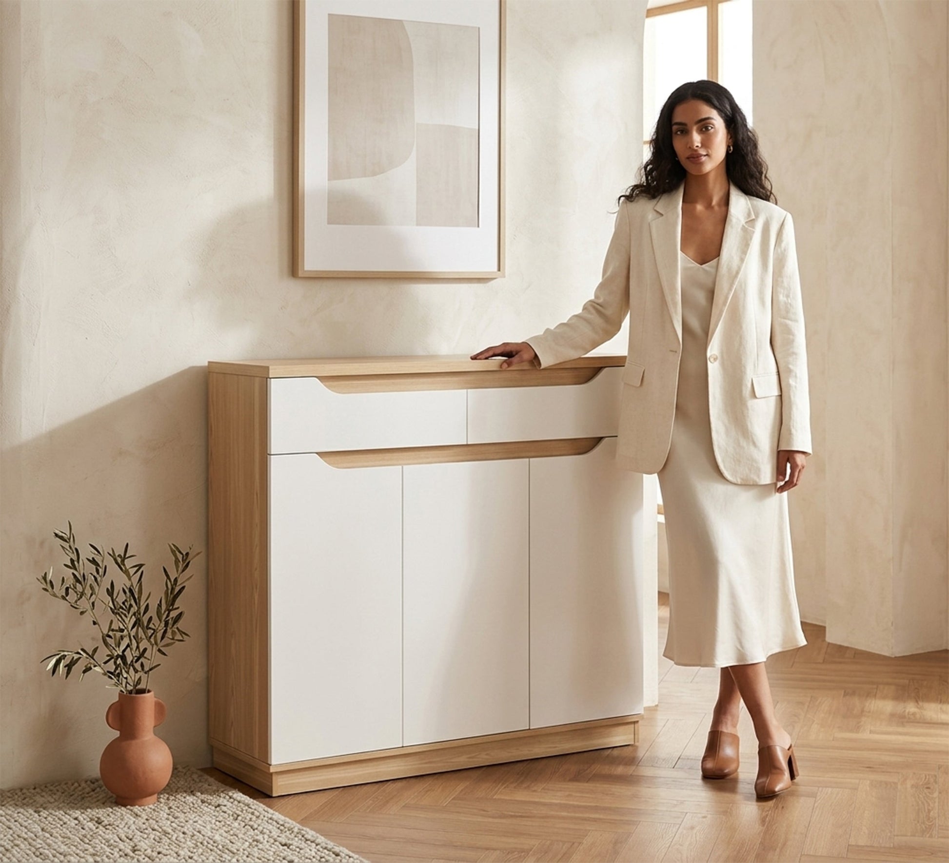 Two - drawer and three - leaf shoe rack - Vitrine Furniture - Shoe Racks