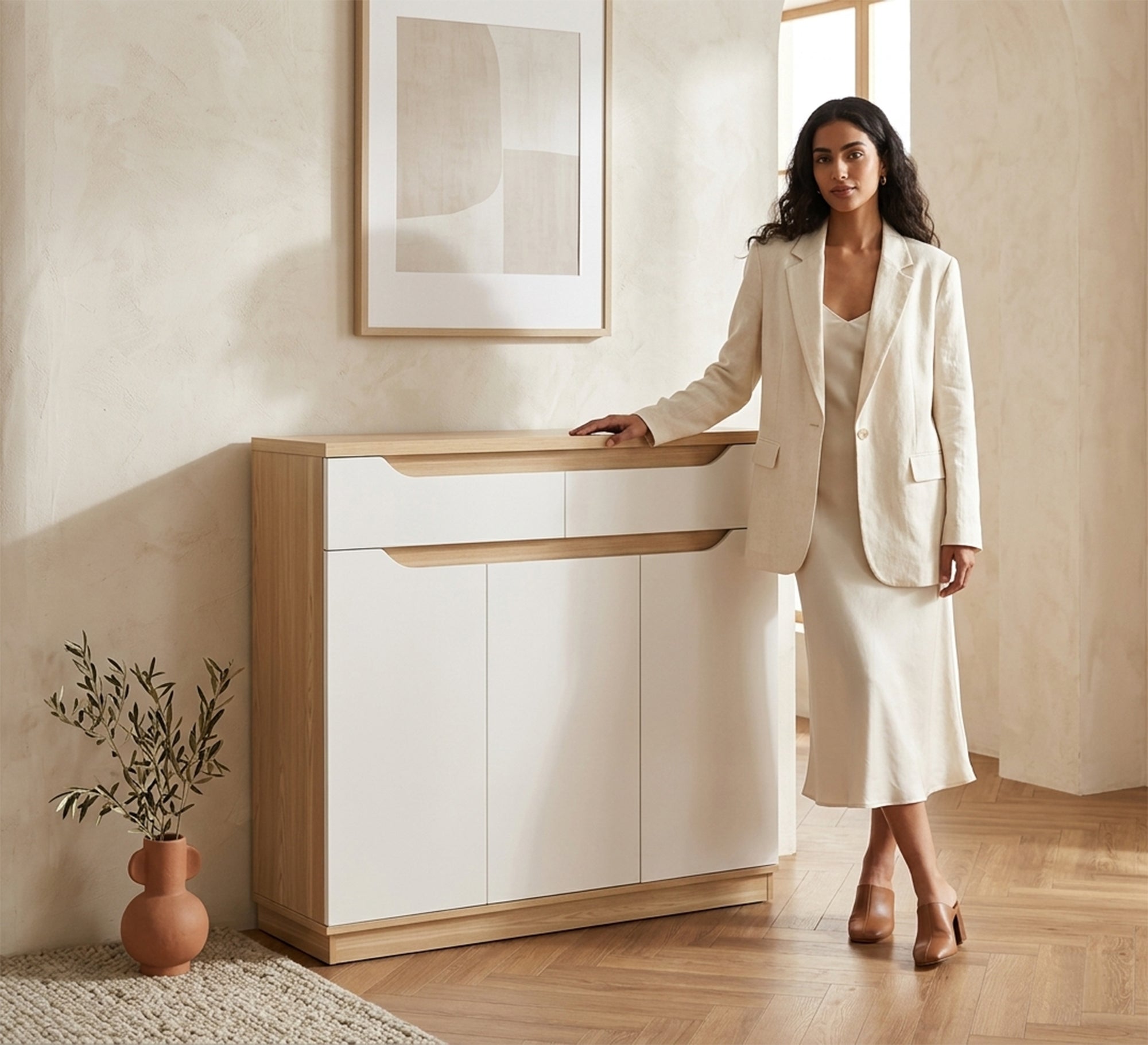 Two - drawer and three - leaf shoe rack - Vitrine Furniture - Shoe Racks