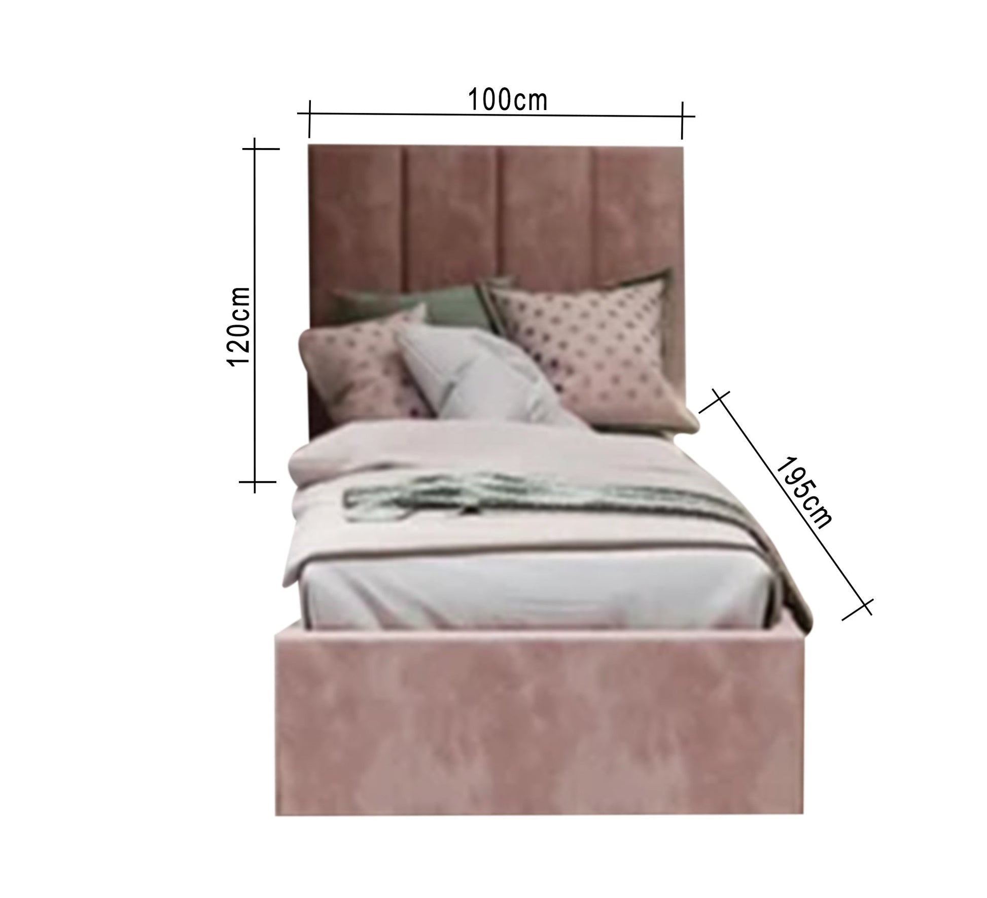 Two girls' pink beds with a high headboard and upholstered lengthwise - Vitrine Furniture - Furniture