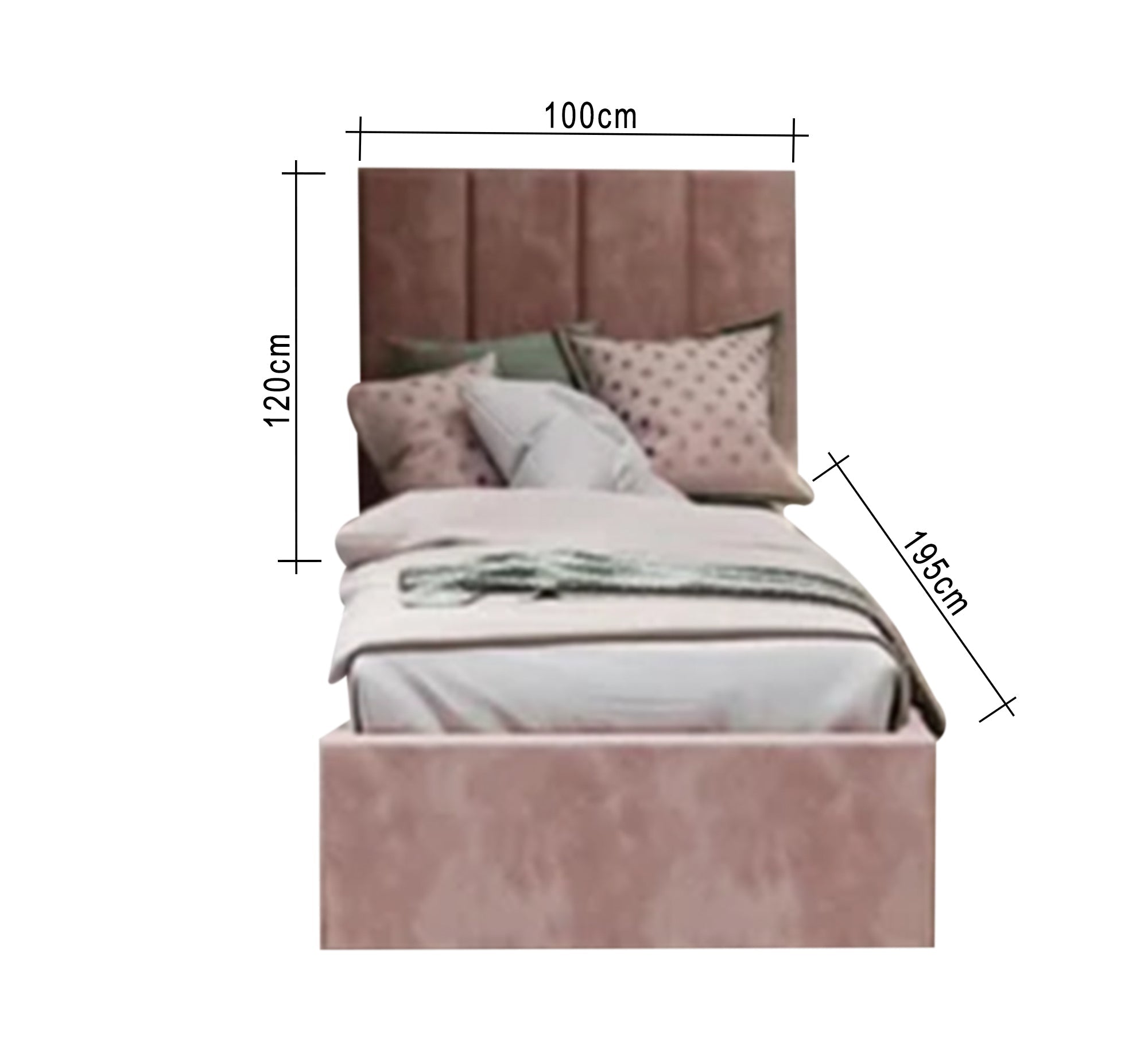 Two girls' pink beds with a high headboard and upholstered lengthwise - Vitrine Furniture - Furniture