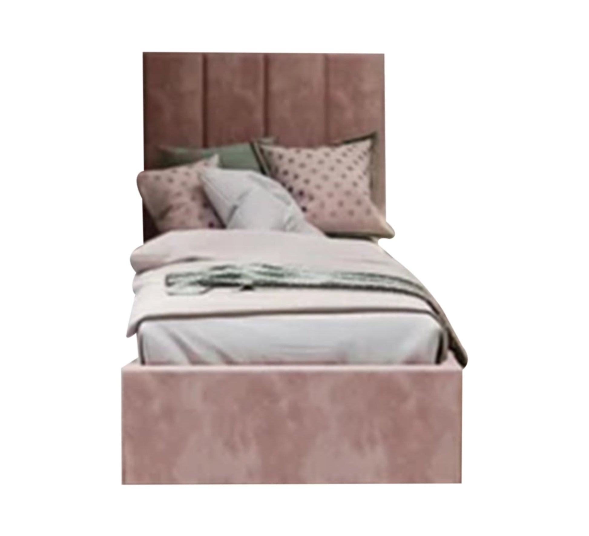 Two girls' pink beds with a high headboard and upholstered lengthwise - Vitrine Furniture - Furniture