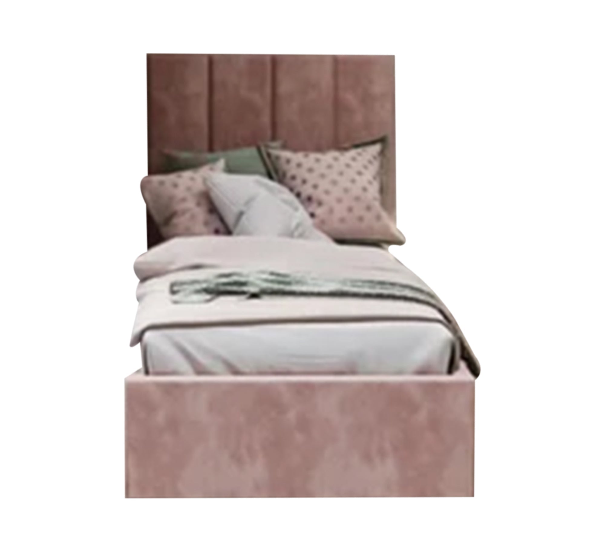 Two girls' pink beds with a high headboard and upholstered lengthwise - Vitrine Furniture - Furniture