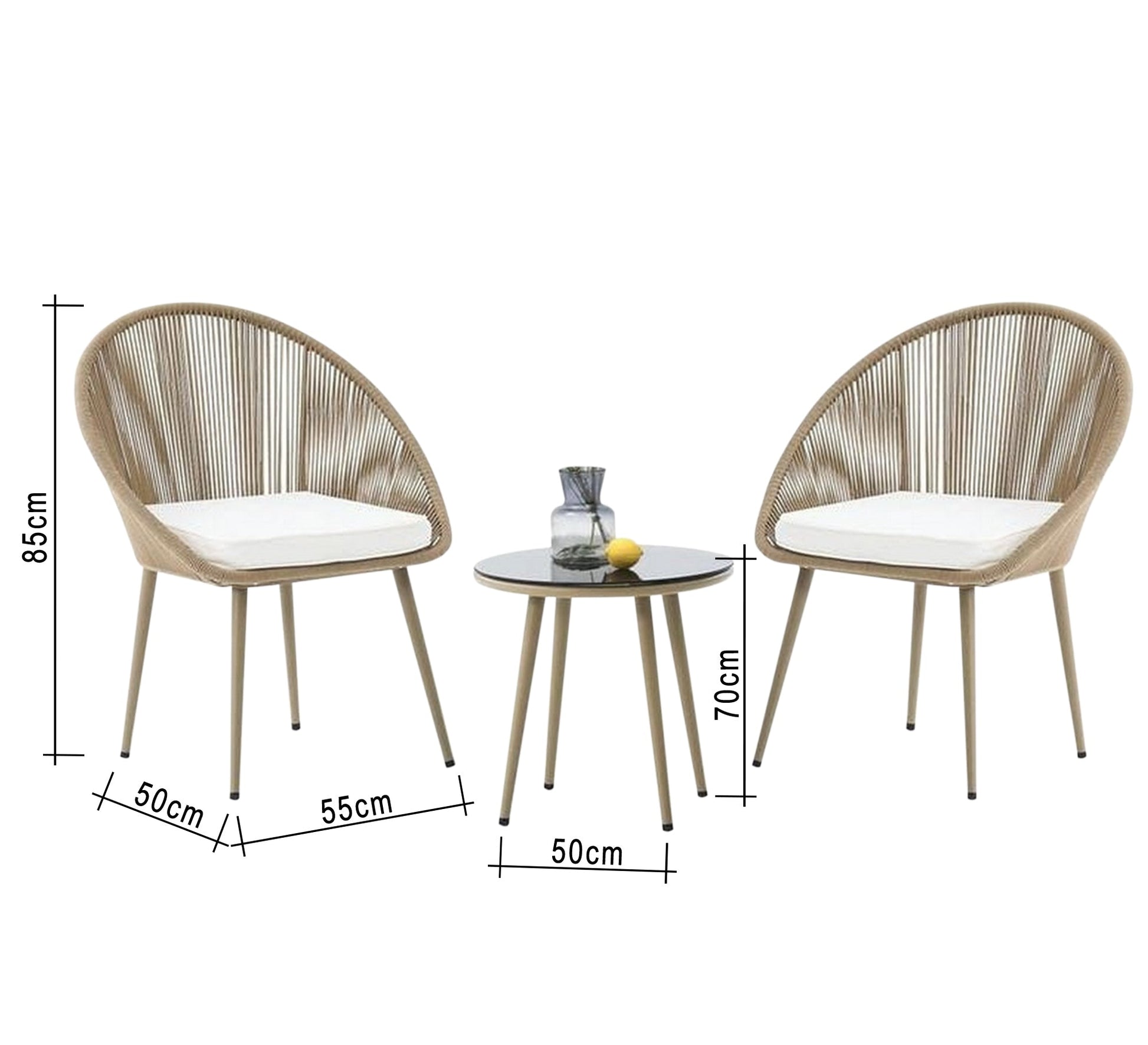 Two gold chairs and a table for the terraces - Vitrine Furniture - Outdoor Products