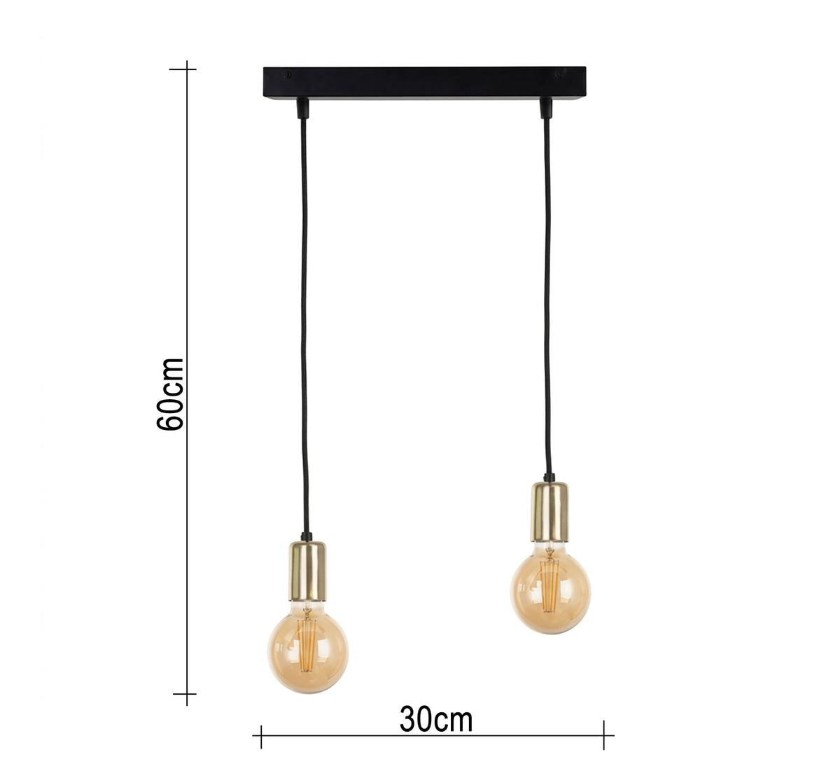 Two-light linear pendant in black and gold - Vitrine Furniture - Ceiling lights