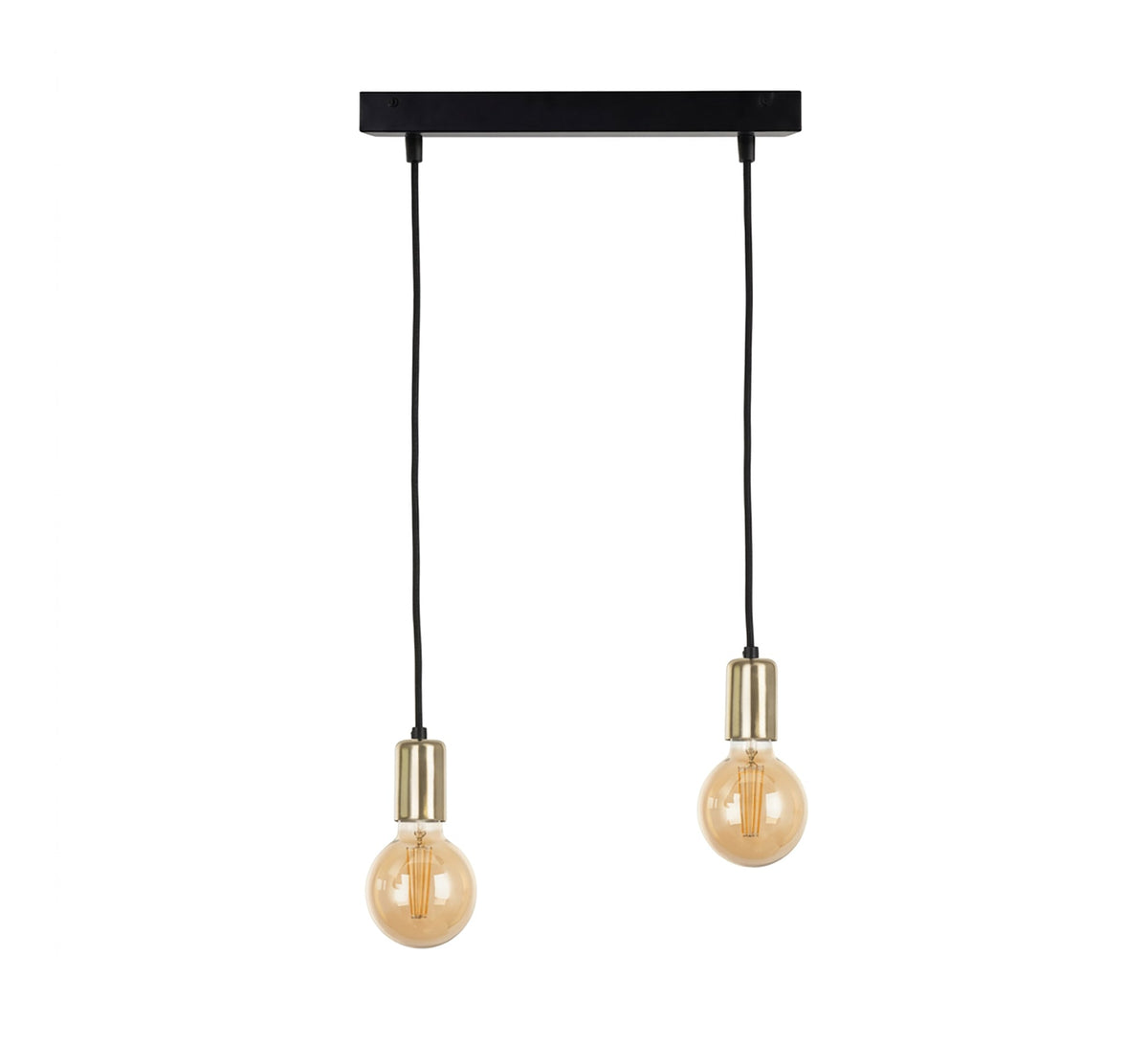 Two-light linear pendant in black and gold - Vitrine Furniture - Ceiling lights