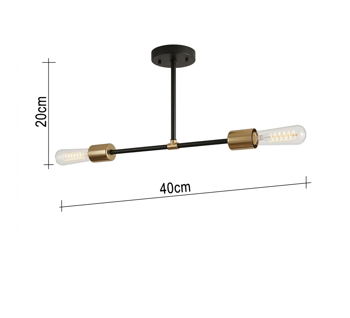 Two-light linear pendant in black and gold - Vitrine Furniture - Ceiling lights