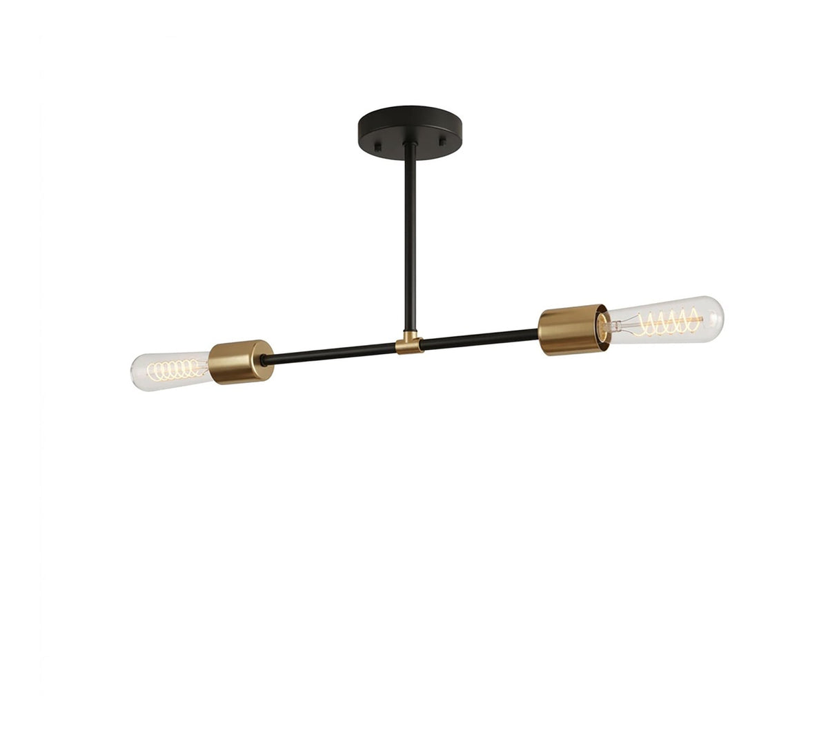 Two-light linear pendant in black and gold - Vitrine Furniture - Ceiling lights