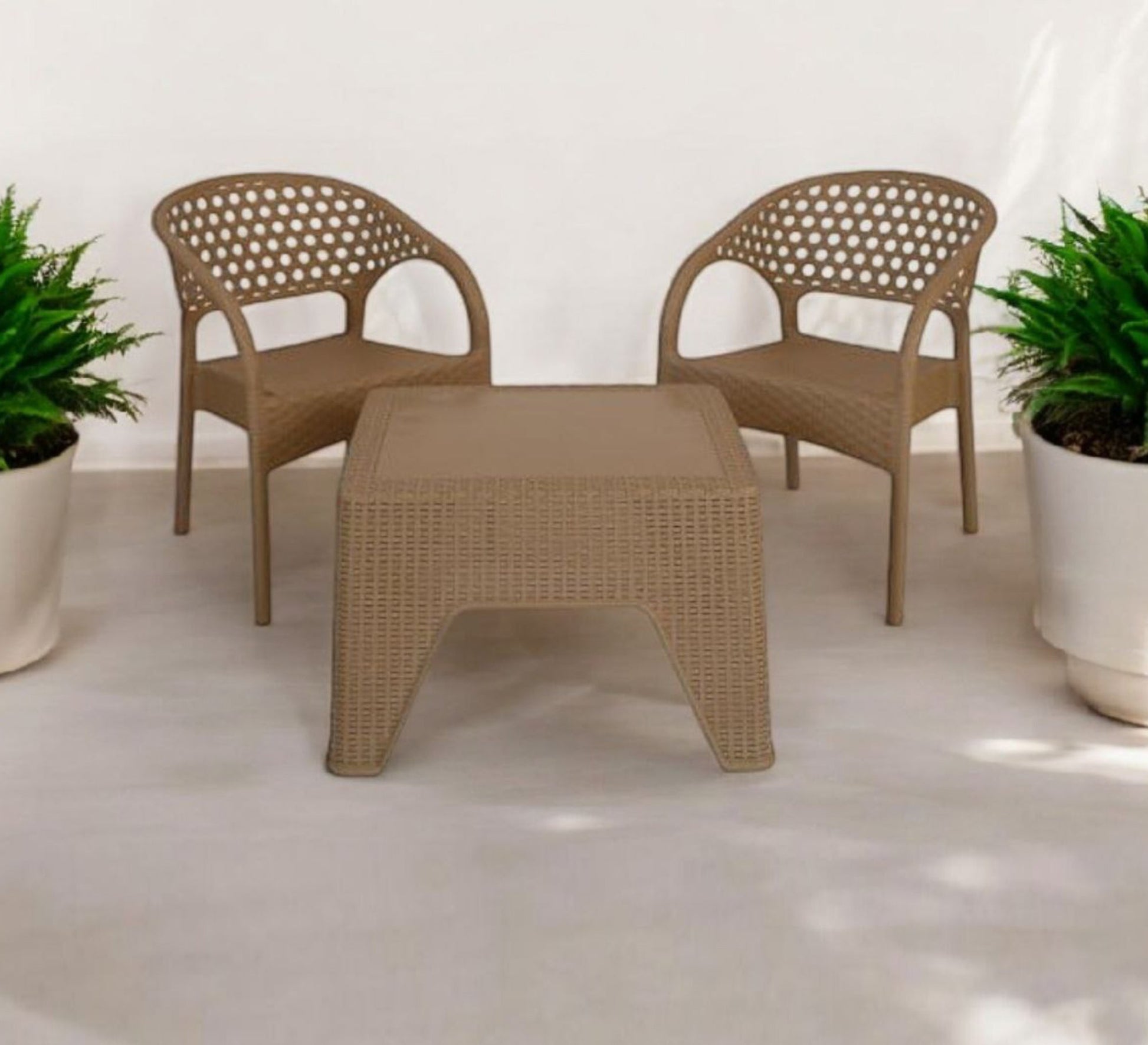 Two long - legged chairs with round backrests - Vitrine Furniture - Outdoor Products