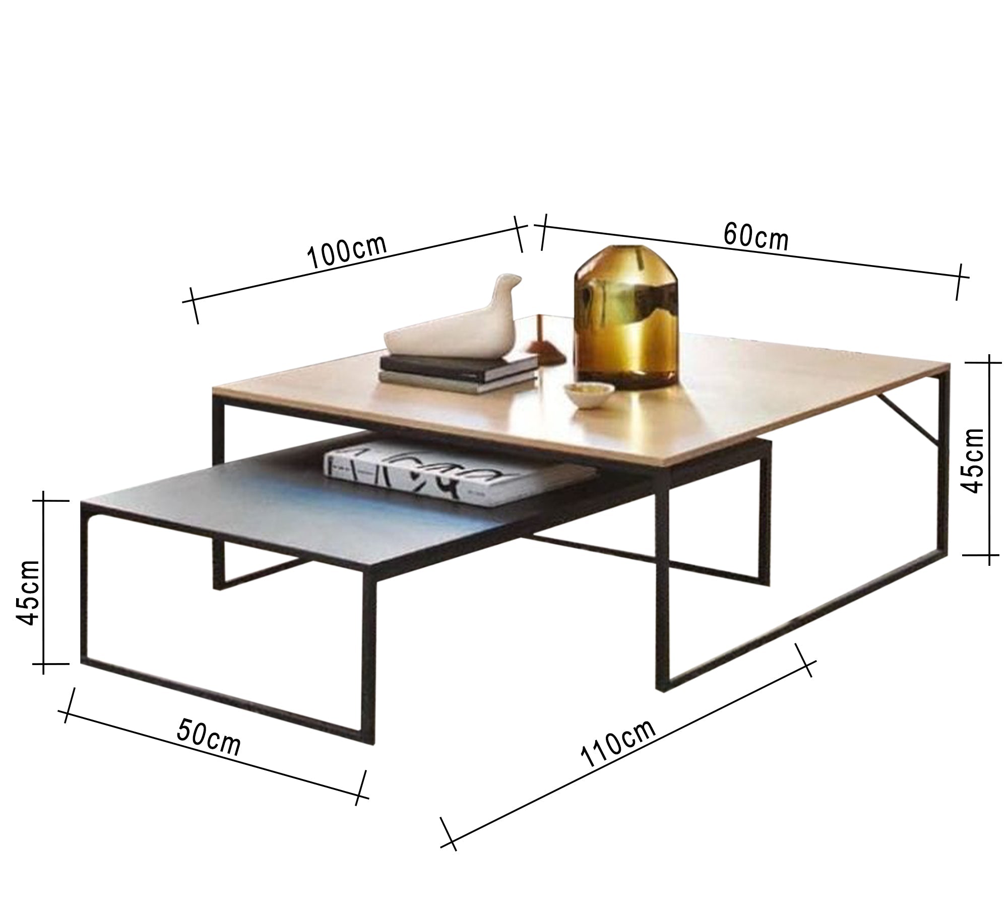 Two nested square and rectangular tables - Vitrine Furniture - Furniture