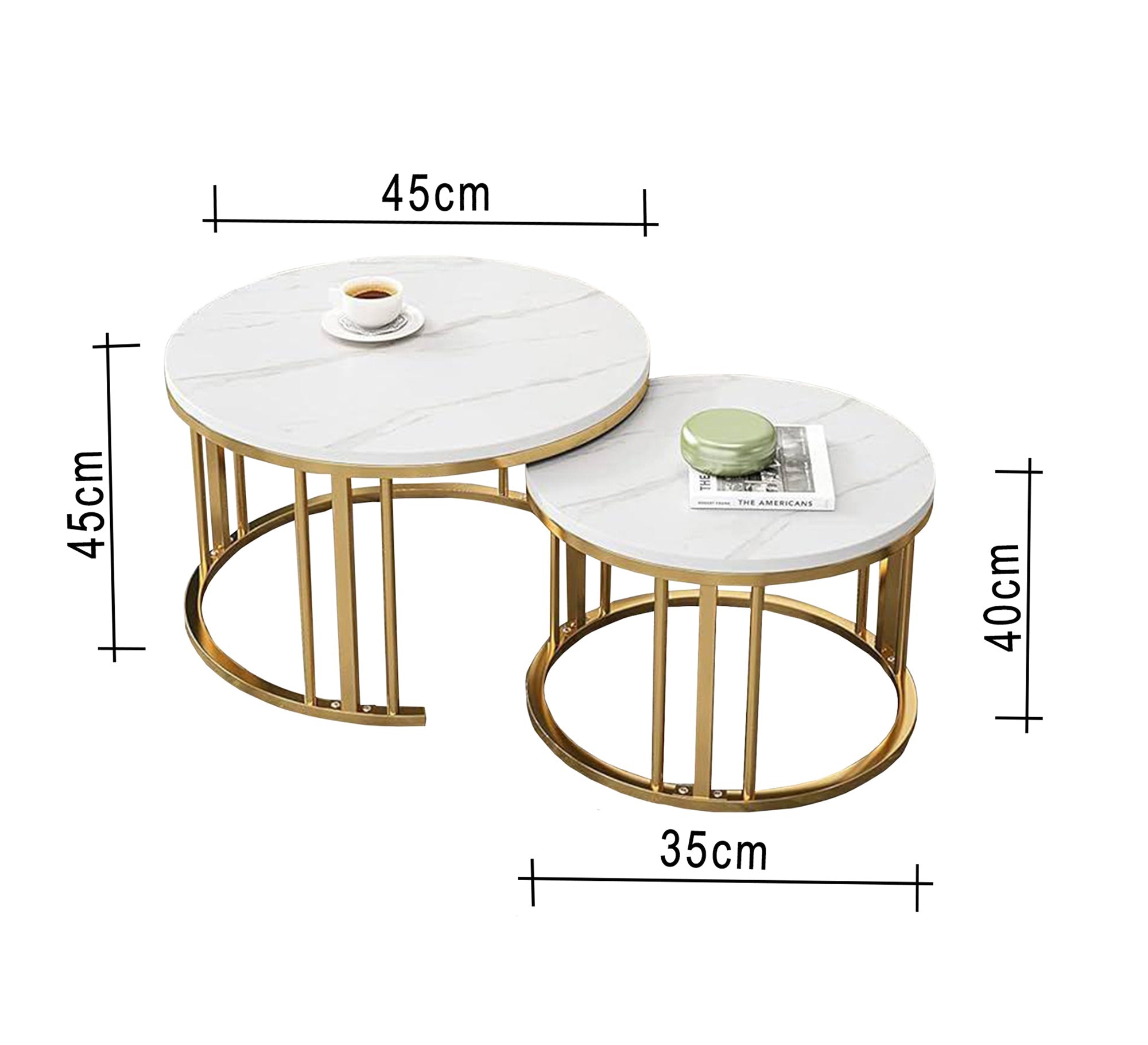 Two nesting tables in a gold design - Vitrine Furniture - Furniture