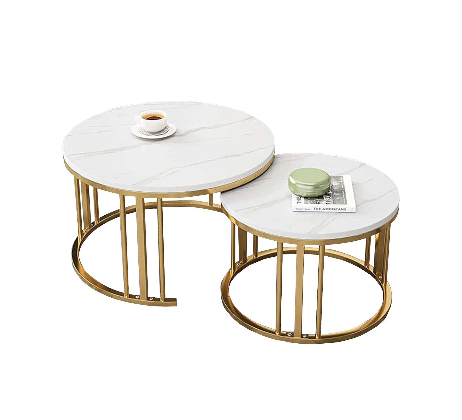 Two nesting tables in a gold design - Vitrine Furniture - Furniture