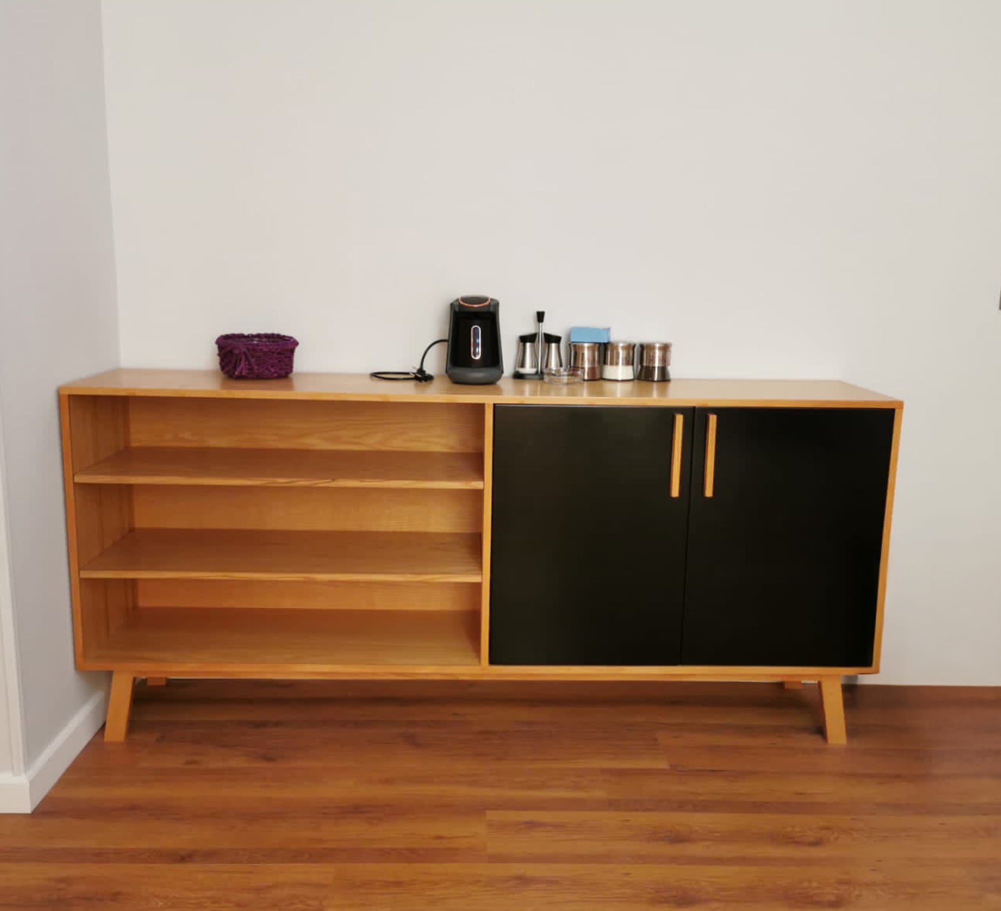 Two - part bookcase with three shelves and two doors - Vitrine Furniture - Furniture