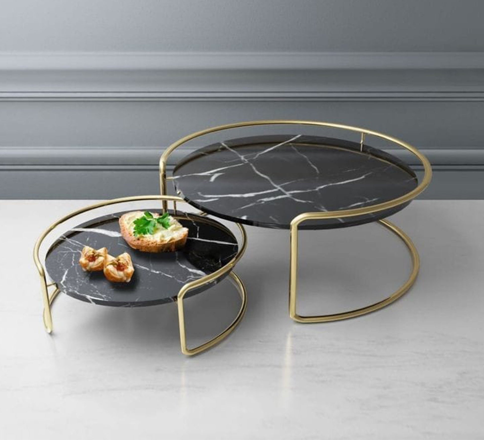 Two - piece coffee table with two round tables - Vitrine Furniture - Furniture