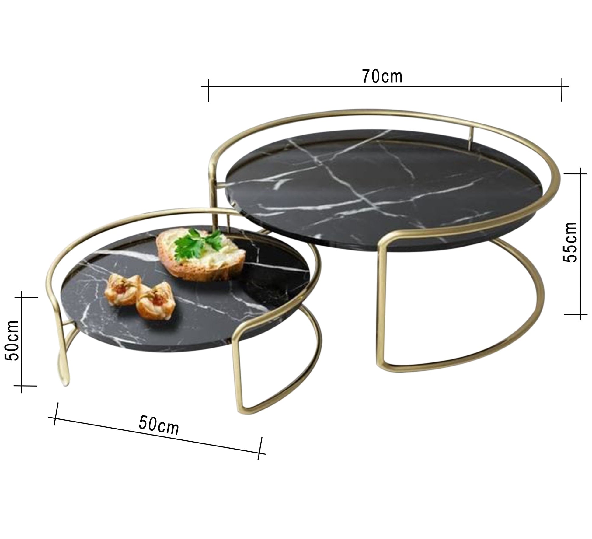 Two - piece coffee table with two round tables - Vitrine Furniture - Furniture