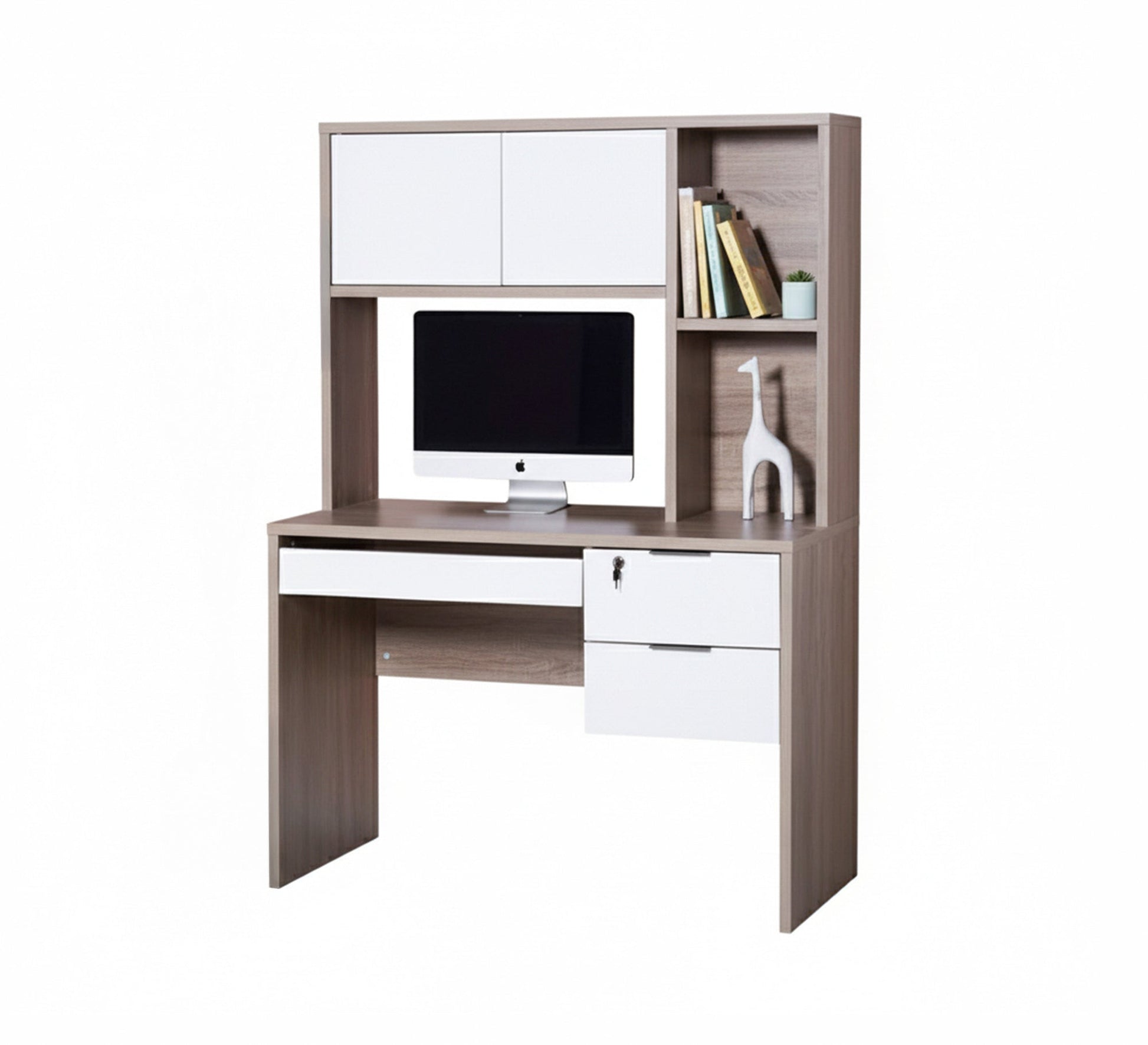 Two - piece modern desk in beige and white - Vitrine Furniture - Desks