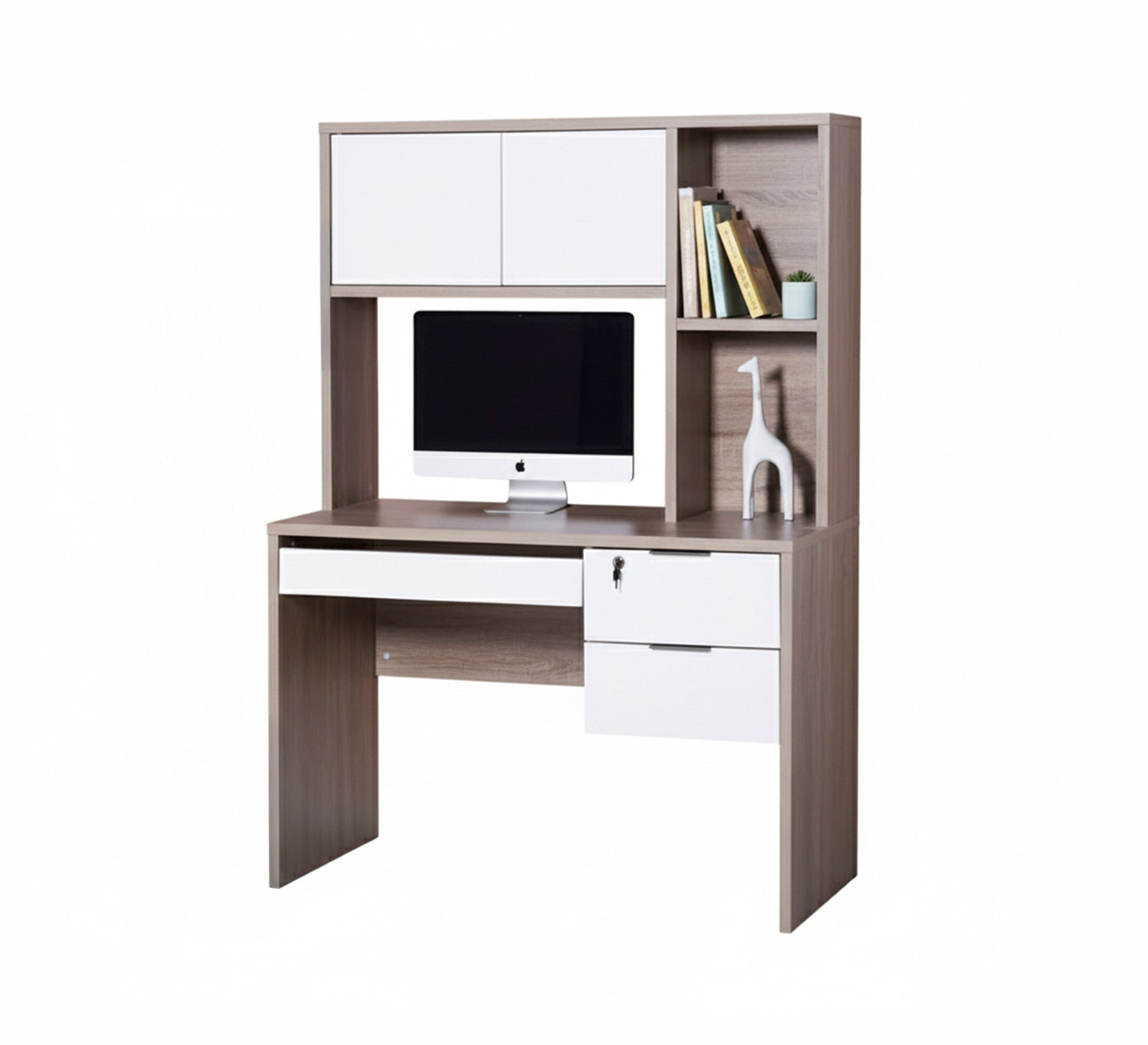 Two - piece modern desk in beige and white - Vitrine Furniture - Desks
